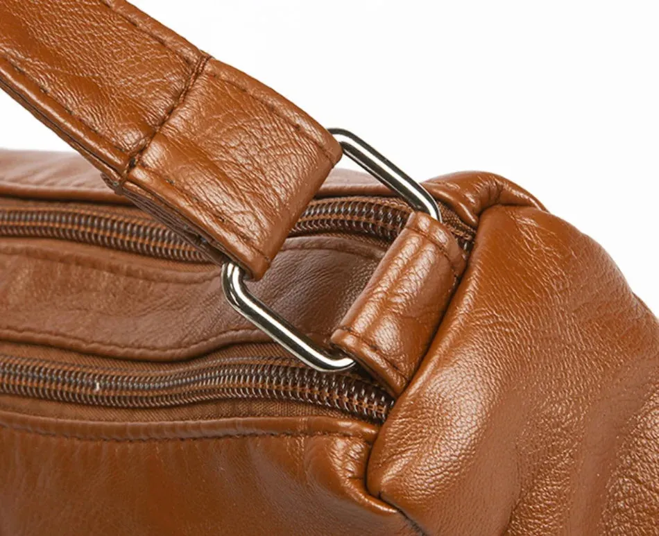 Retro Soft Pu Leather Crossbody Bags for Women 2025 Female Multi Pocket Shoulder Bag Purses and Handbags Designer Messenger Sac