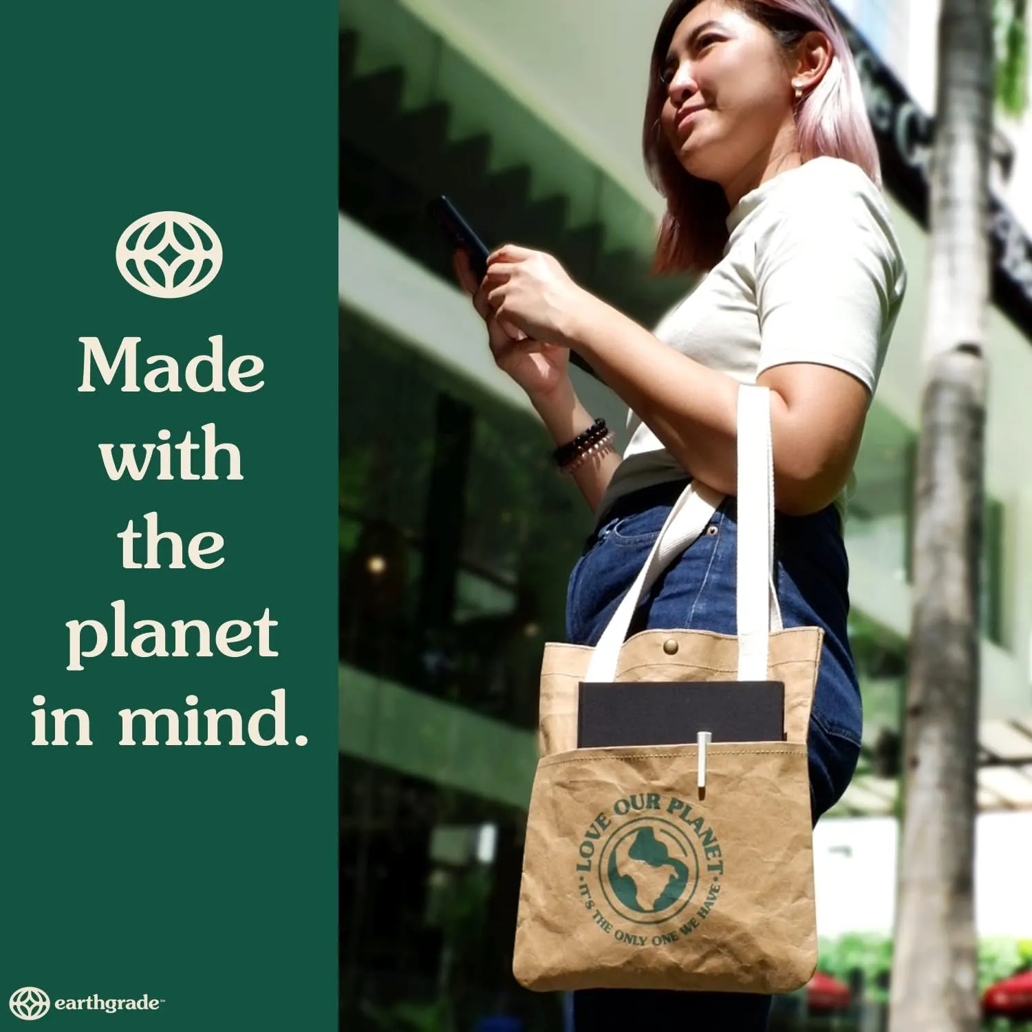 Reusable Grocery Bag – Large Sustainable Washable Paper Tote with Reinforced Seams. Foldable and Durable.