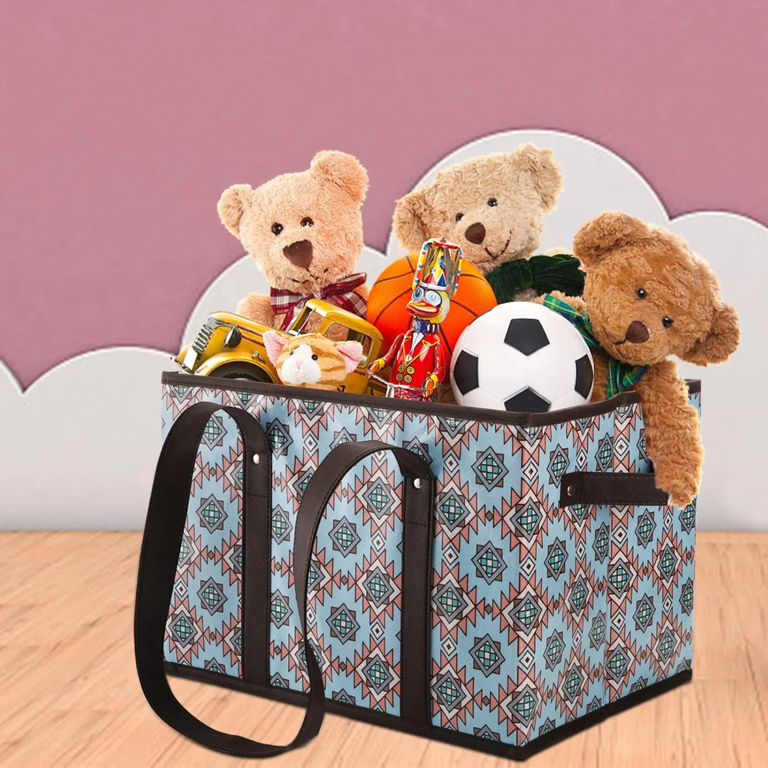 Reusable Grocery Bags Set Durable Heavy Duty Tote Bag Collapsible Grocery Shopping Box Bag with Reinforced Bottom