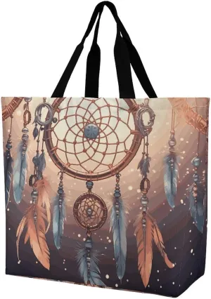 Reusable Grocery Bags Tote Bag Native American Dream Catcher Shopping Bags Heavy Duty Washable
