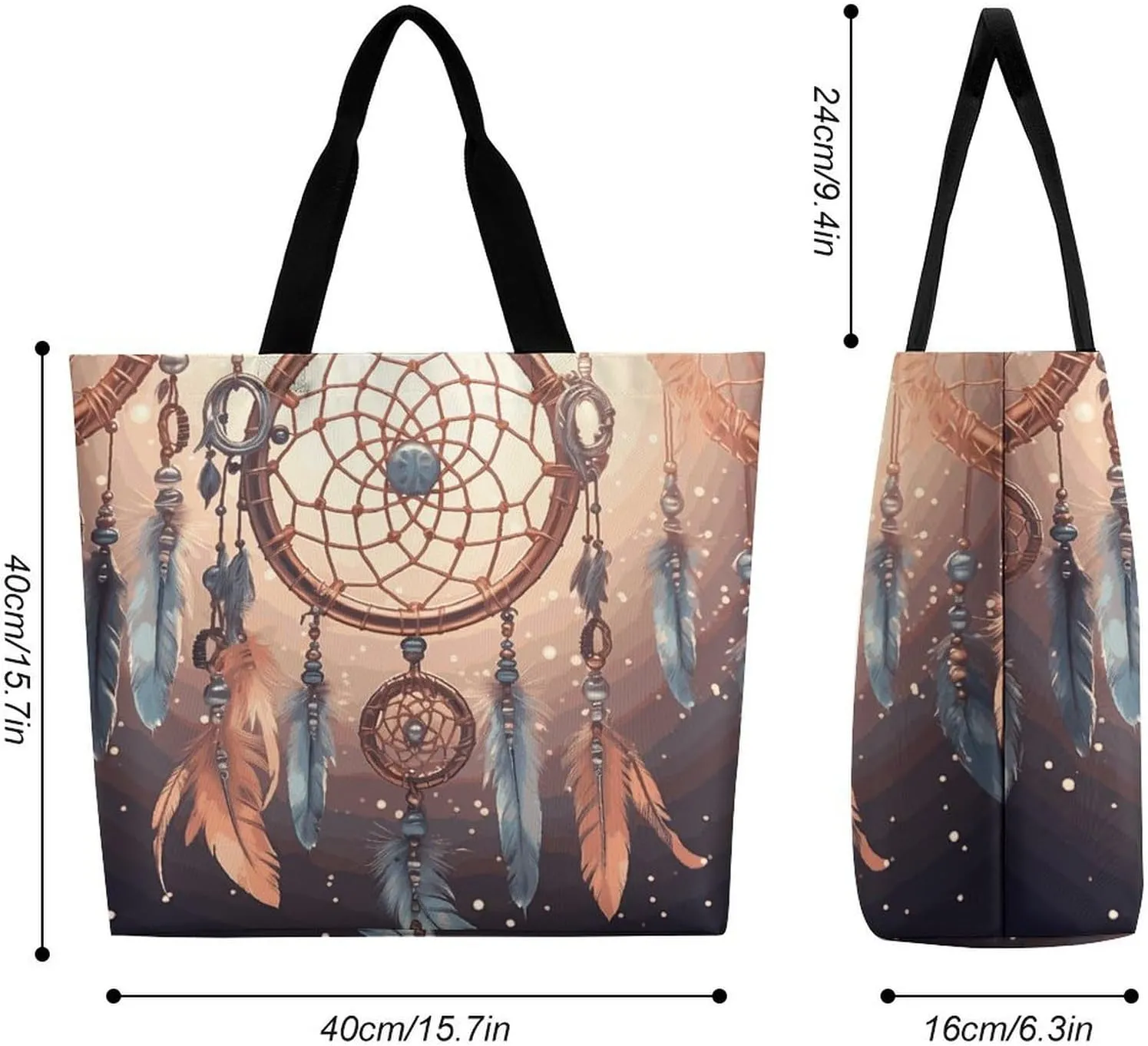Reusable Grocery Bags Tote Bag Native American Dream Catcher Shopping Bags Heavy Duty Washable