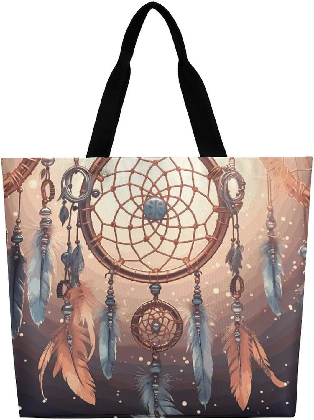 Reusable Grocery Bags Tote Bag Native American Dream Catcher Shopping Bags Heavy Duty Washable