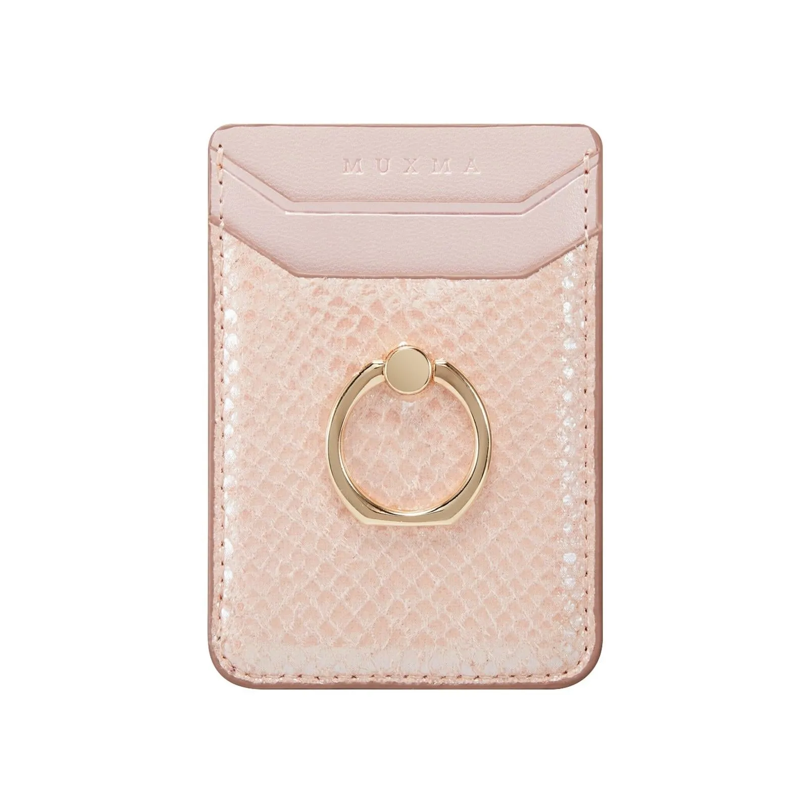 Rfid Snake Texture Phone Card Bag With Ring Fits Most Phones
