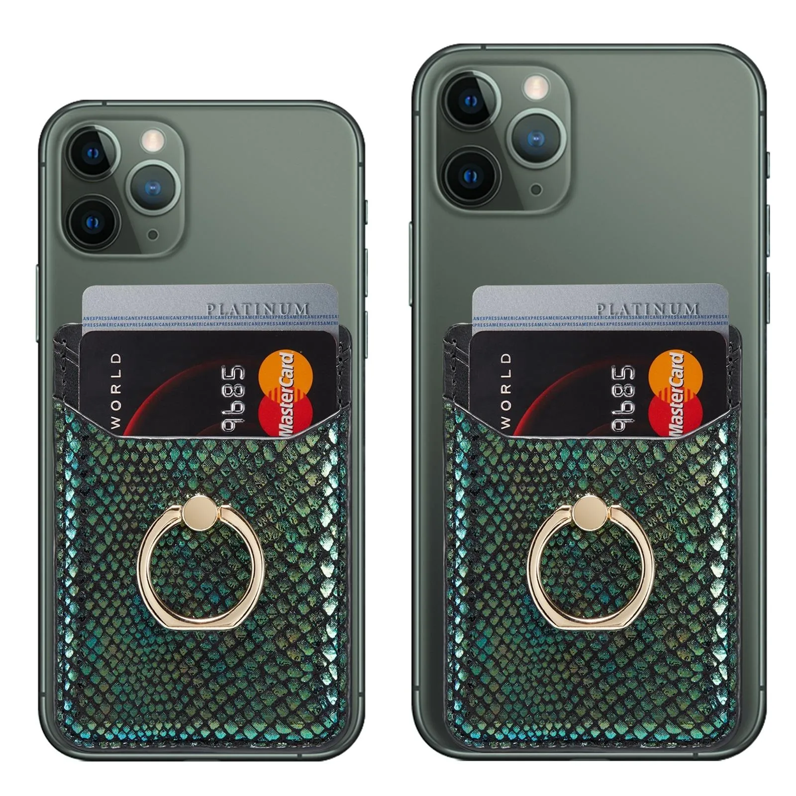 Rfid Snake Texture Phone Card Bag With Ring Fits Most Phones