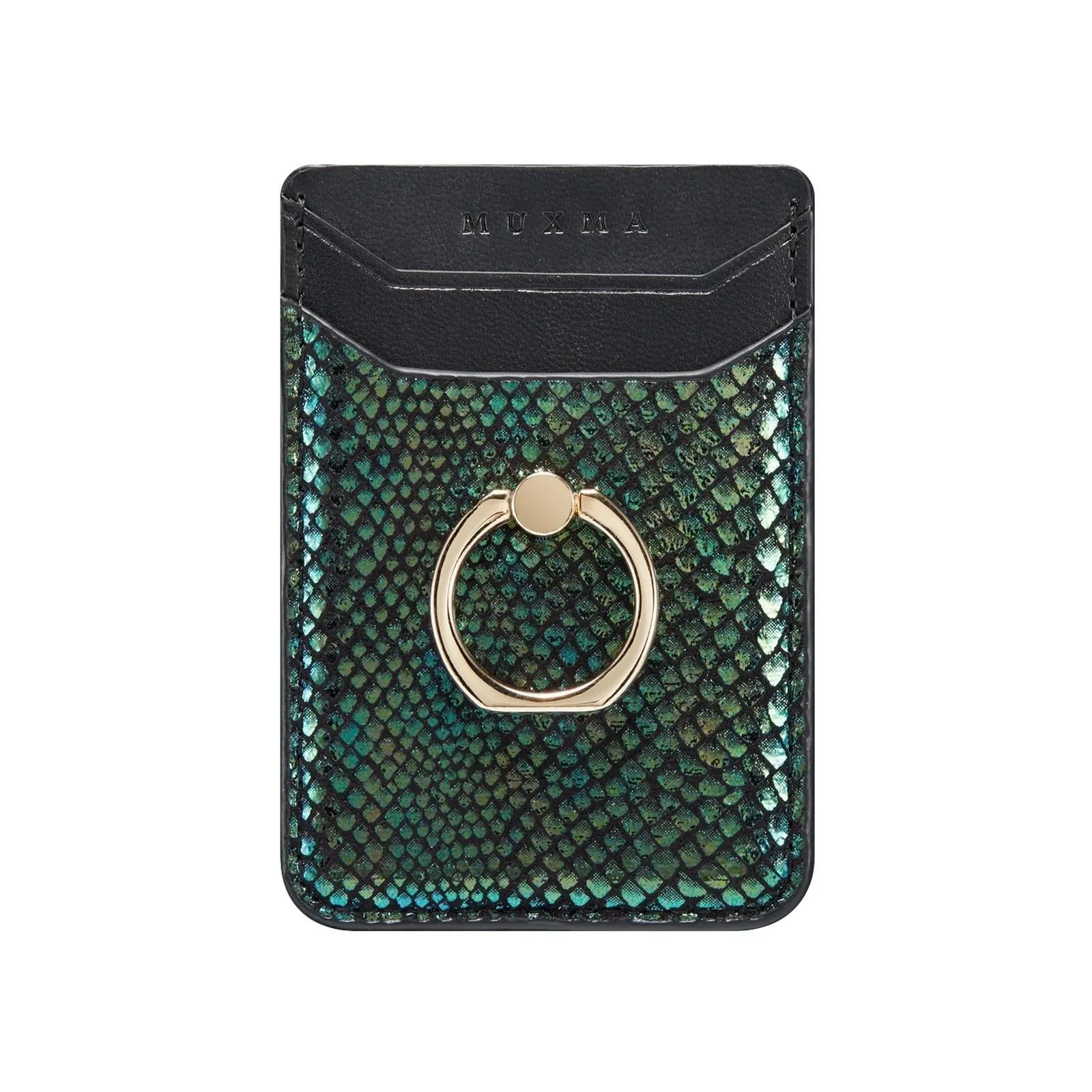Rfid Snake Texture Phone Card Bag With Ring Fits Most Phones