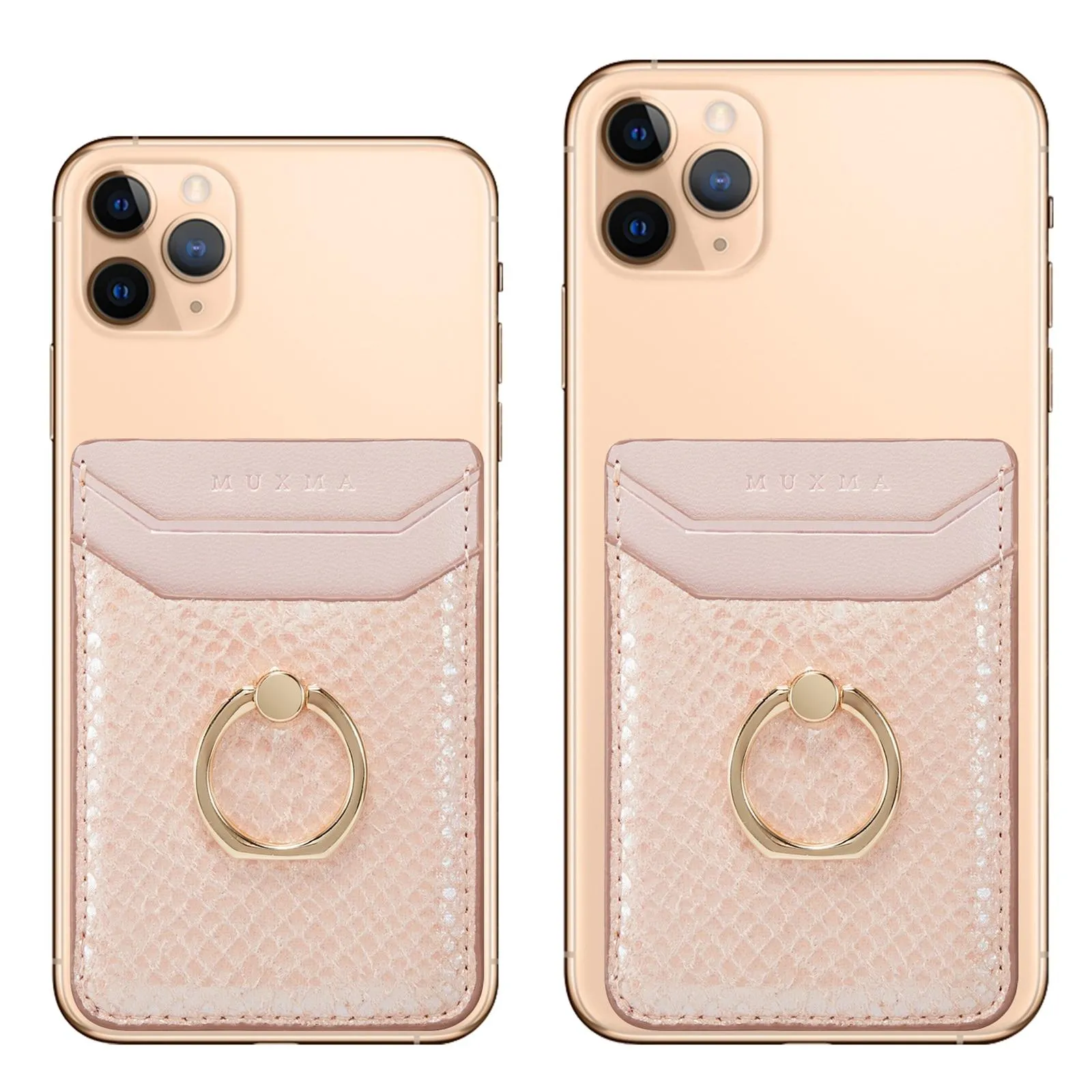 Rfid Snake Texture Phone Card Bag With Ring Fits Most Phones