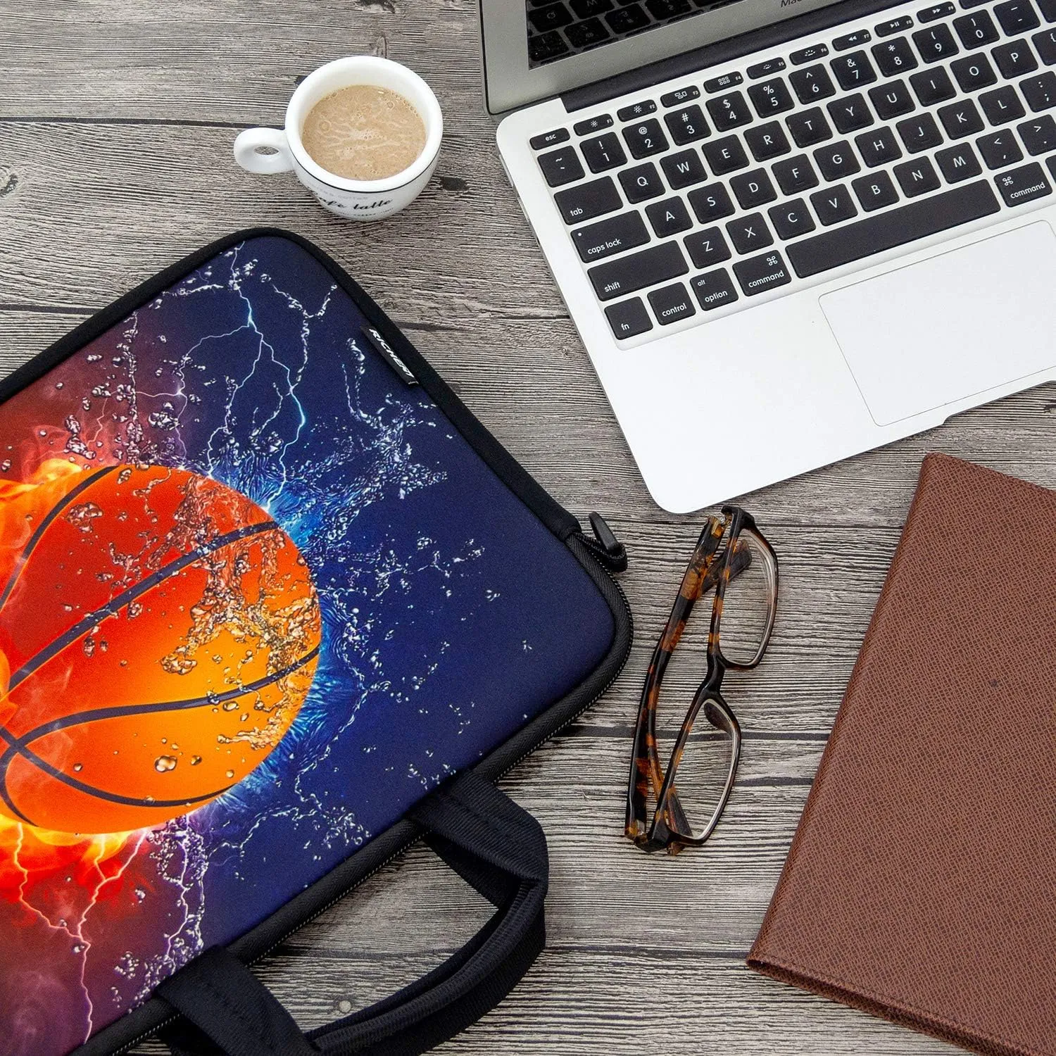 RICHEN 17 inch Laptop Shoulder Bag Carrying Case Computer PC Cover Pouch with Handle Fits 15.6/16/17/17.3/17.4 inch Laptop Notebook (16-17.3 inch, Basketball Fire)