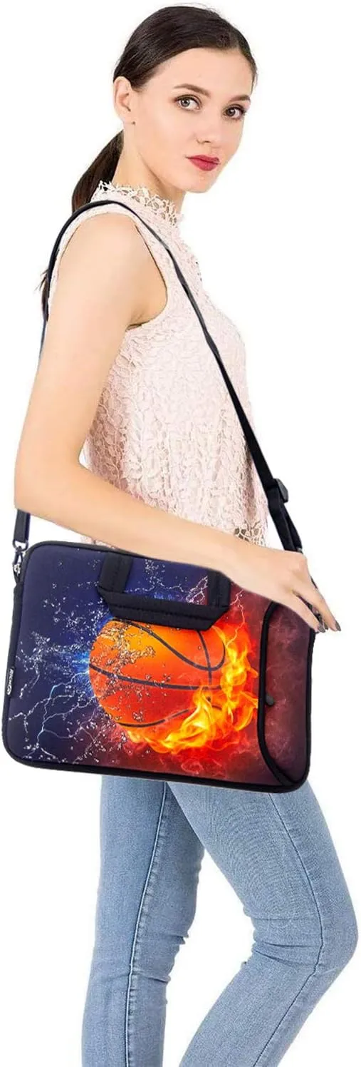 RICHEN 17 inch Laptop Shoulder Bag Carrying Case Computer PC Cover Pouch with Handle Fits 15.6/16/17/17.3/17.4 inch Laptop Notebook (16-17.3 inch, Basketball Fire)