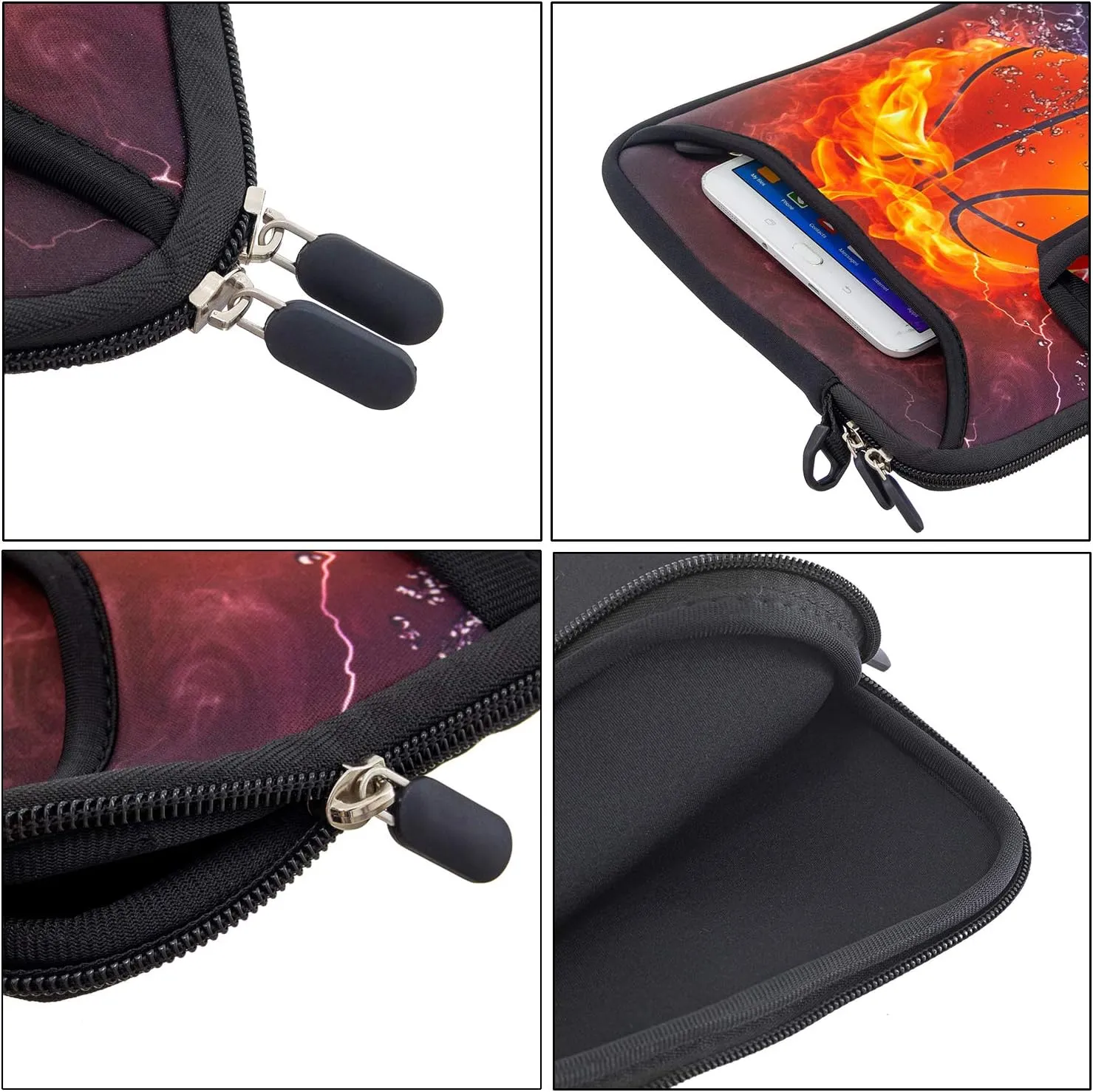 RICHEN 17 inch Laptop Shoulder Bag Carrying Case Computer PC Cover Pouch with Handle Fits 15.6/16/17/17.3/17.4 inch Laptop Notebook (16-17.3 inch, Basketball Fire)