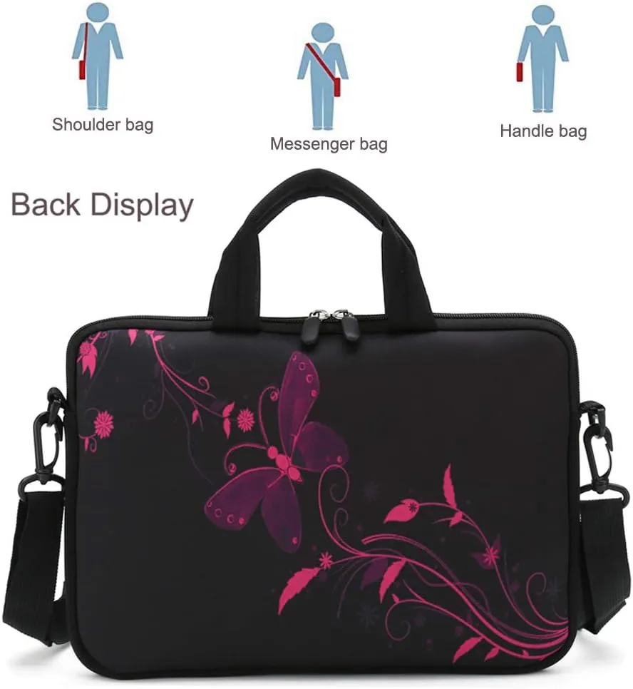 RICHEN 17 inch Laptop Shoulder Bag Carrying Case PC Cover Pouch with Handle Fits 15.6/16/17/17.3/17.4 inch Notebook (16-17.3 inch, Nice Butterfly)