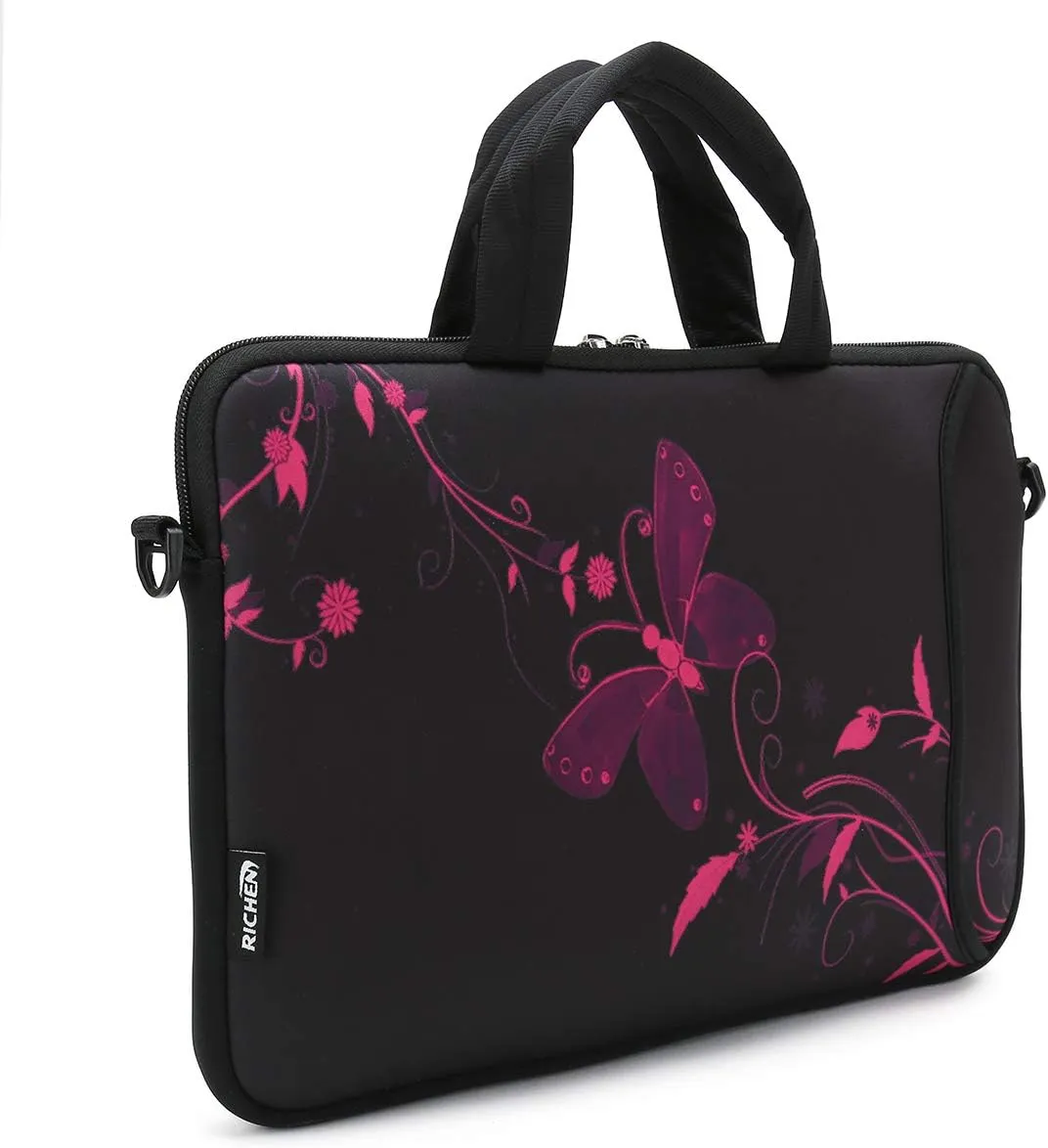 RICHEN 17 inch Laptop Shoulder Bag Carrying Case PC Cover Pouch with Handle Fits 15.6/16/17/17.3/17.4 inch Notebook (16-17.3 inch, Nice Butterfly)