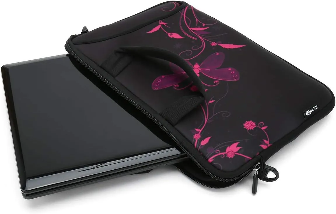 RICHEN 17 inch Laptop Shoulder Bag Carrying Case PC Cover Pouch with Handle Fits 15.6/16/17/17.3/17.4 inch Notebook (16-17.3 inch, Nice Butterfly)