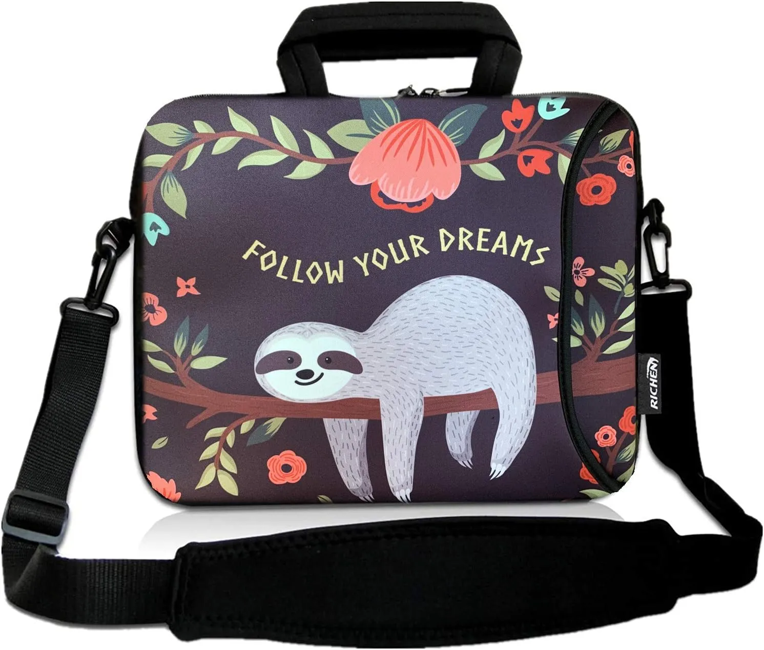 RICHEN 9.7 10 10.1 10.2 inches Messenger Bag Carrying Case with Handle Accessory Pocket Fits 7 to 10-Inch Laptops/Notebook/ebooks/Kids Pad (7-10.2 inch, Sloth)
