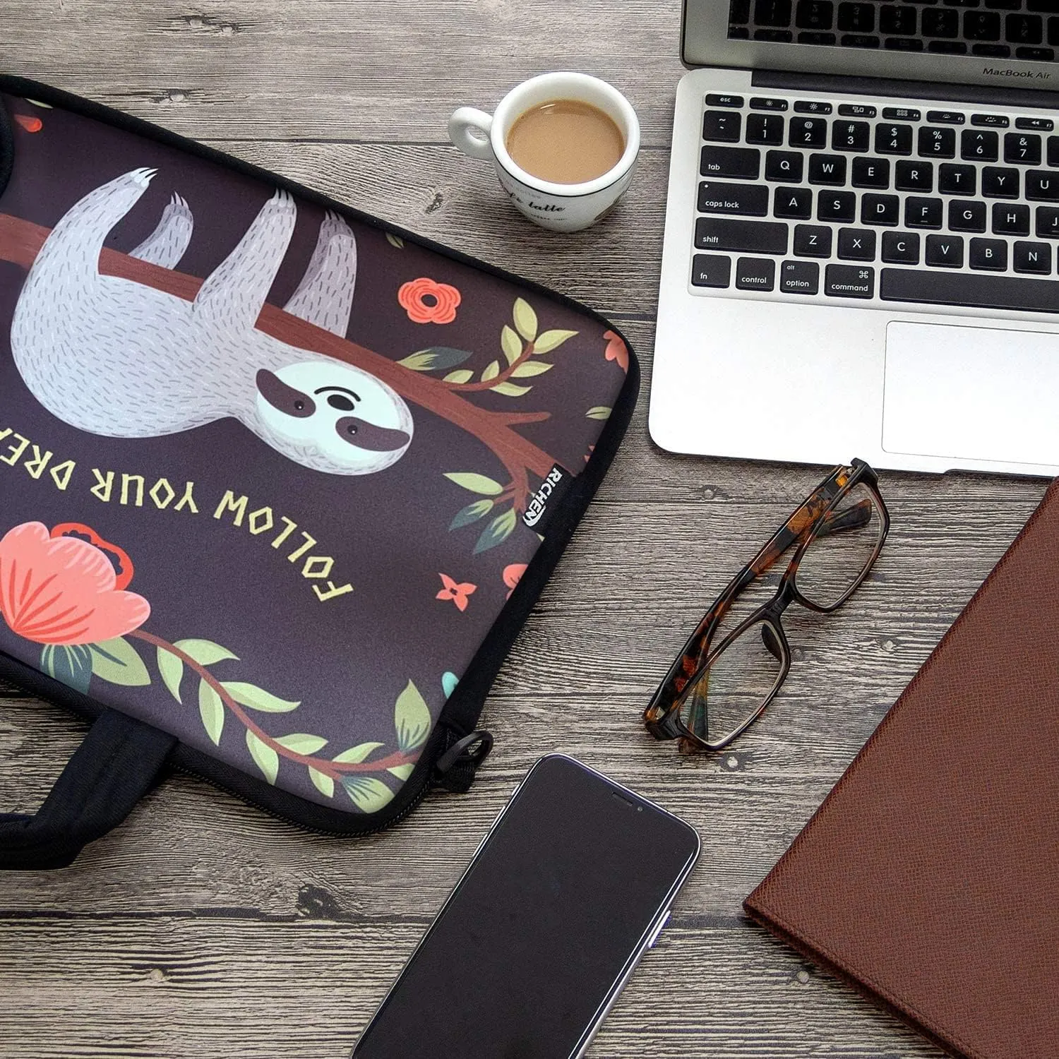 RICHEN 9.7 10 10.1 10.2 inches Messenger Bag Carrying Case with Handle Accessory Pocket Fits 7 to 10-Inch Laptops/Notebook/ebooks/Kids Pad (7-10.2 inch, Sloth)