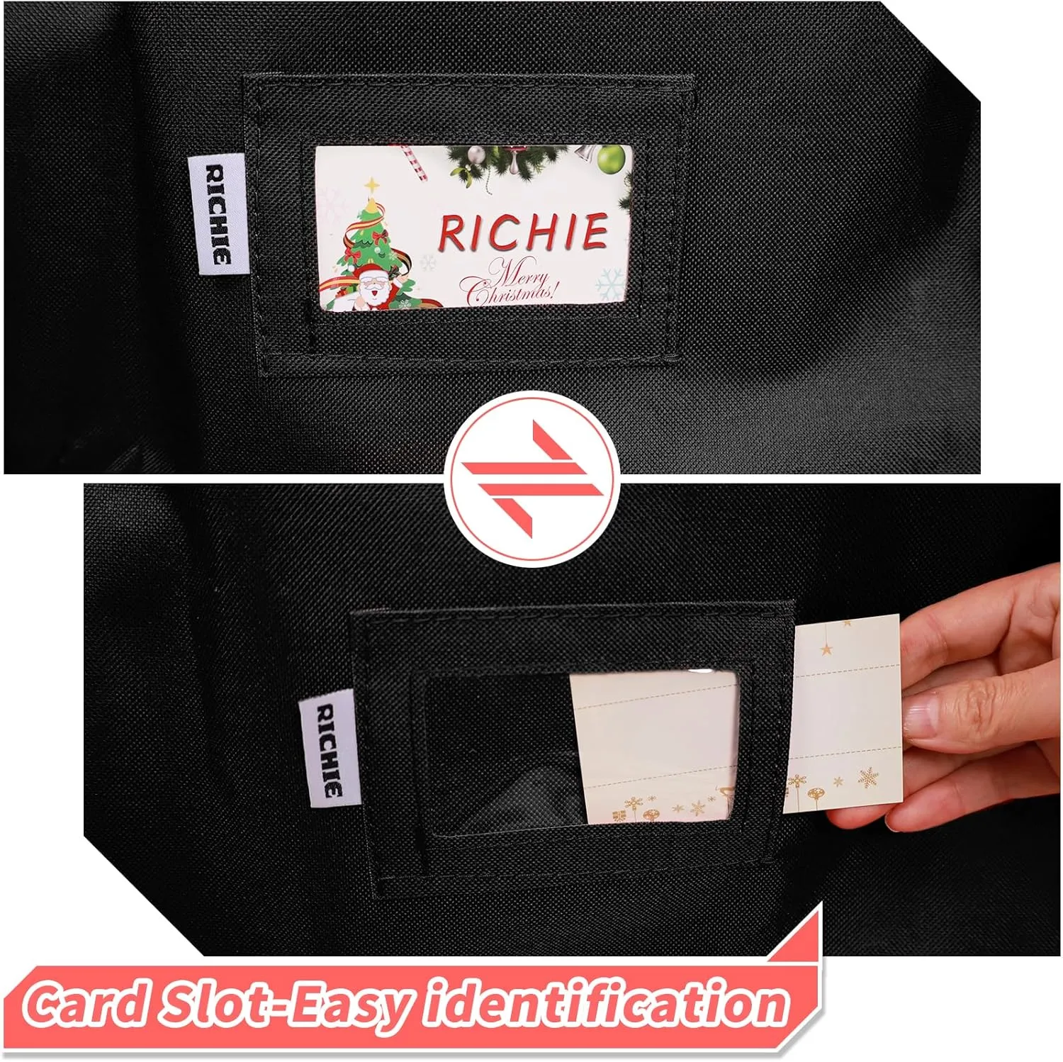 RICHIE Christmas Tree Storage Bag 9 ft, Fits Up to 9 Foot Artificial Trees, 600D Oxford Tear-proof Xmas Tree Bag, Reinforced Handles & Zippered & Durable, Holiday Decoration Storage Bags, Black