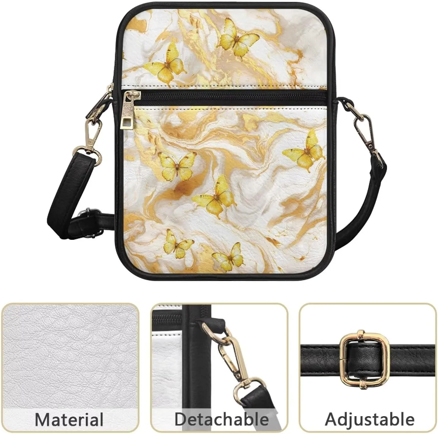 Rnyleeg Leather Messenger Bag Small Crossbody Sling Bag Portable Satchel Bag with Adjustable Shoulder Strap for Everyday Use