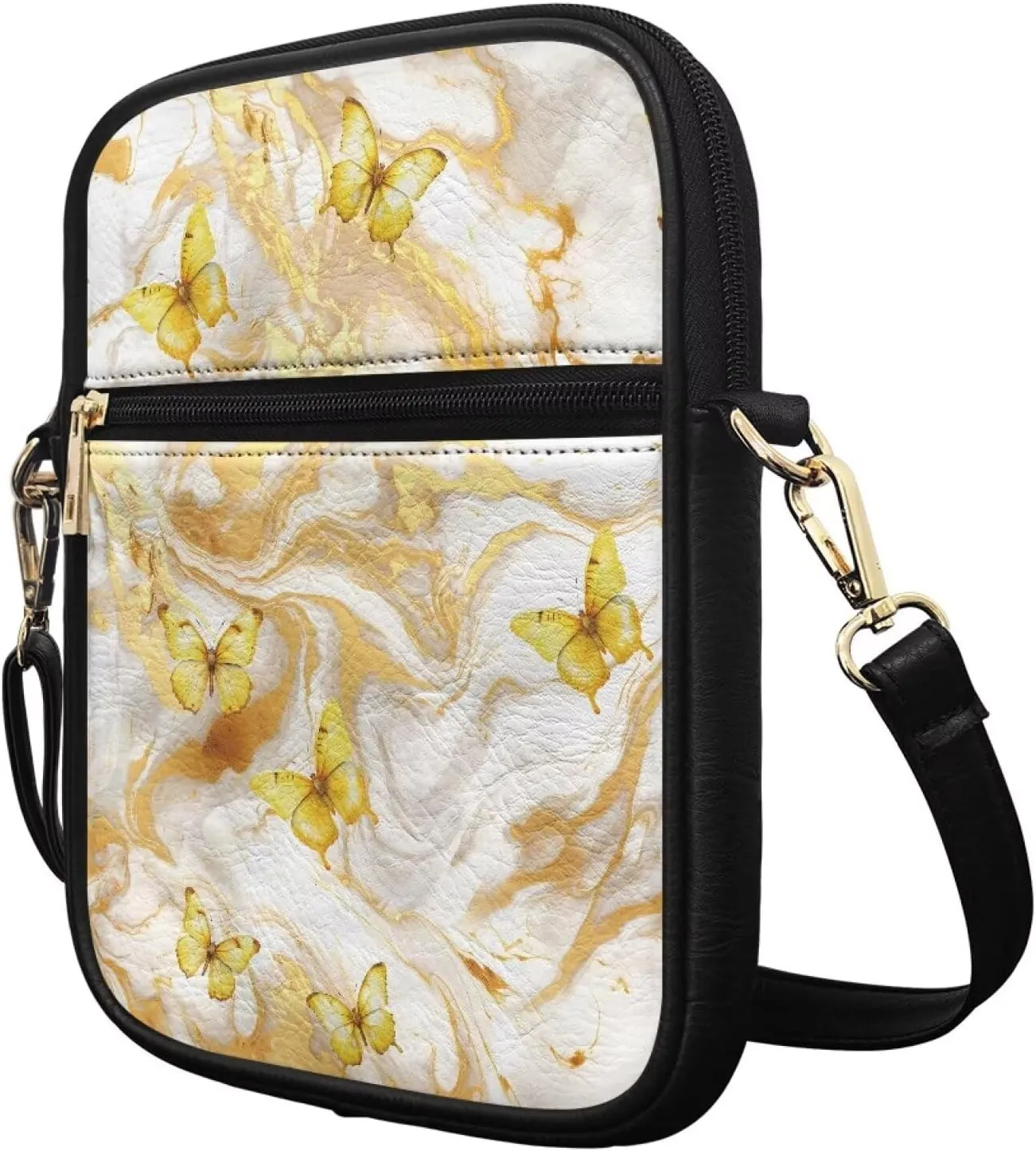 Rnyleeg Leather Messenger Bag Small Crossbody Sling Bag Portable Satchel Bag with Adjustable Shoulder Strap for Everyday Use