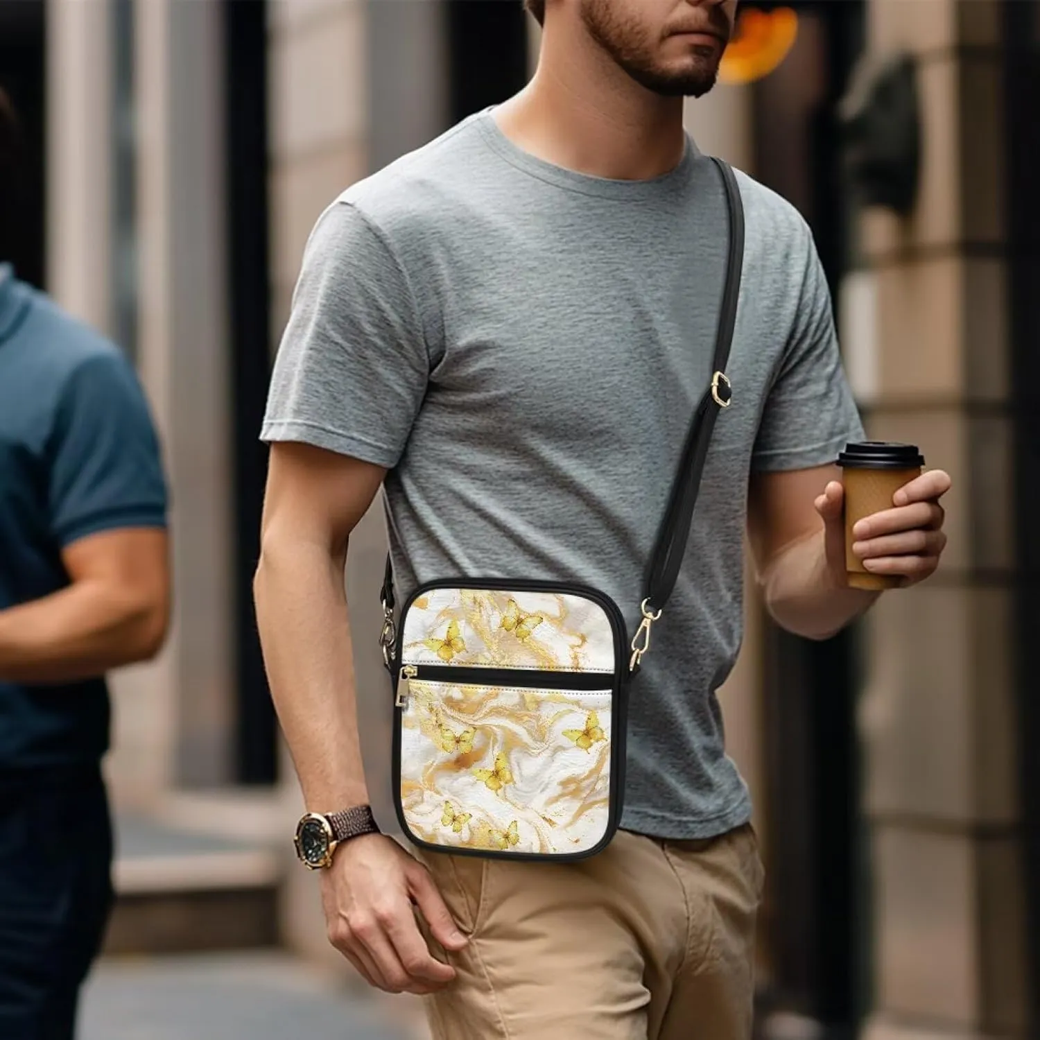 Rnyleeg Leather Messenger Bag Small Crossbody Sling Bag Portable Satchel Bag with Adjustable Shoulder Strap for Everyday Use