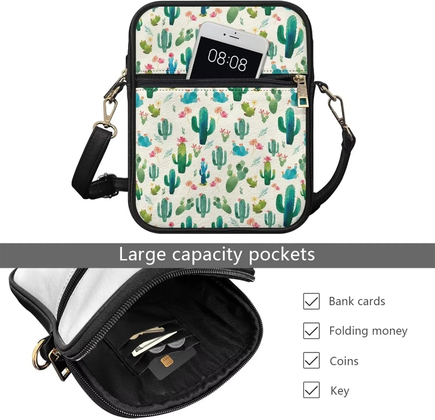 Rnyleeg Leather Messenger Bag Small Crossbody Sling Bag Portable Satchel Bag with Adjustable Shoulder Strap for Everyday Use