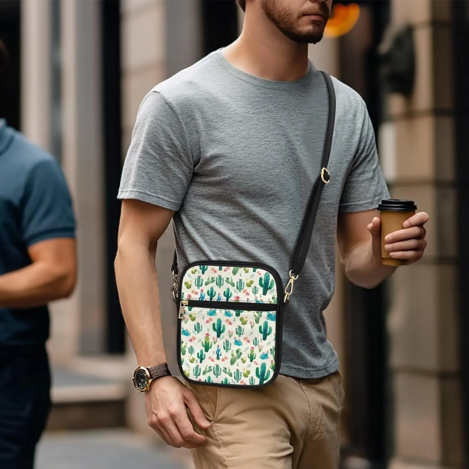 Rnyleeg Leather Messenger Bag Small Crossbody Sling Bag Portable Satchel Bag with Adjustable Shoulder Strap for Everyday Use