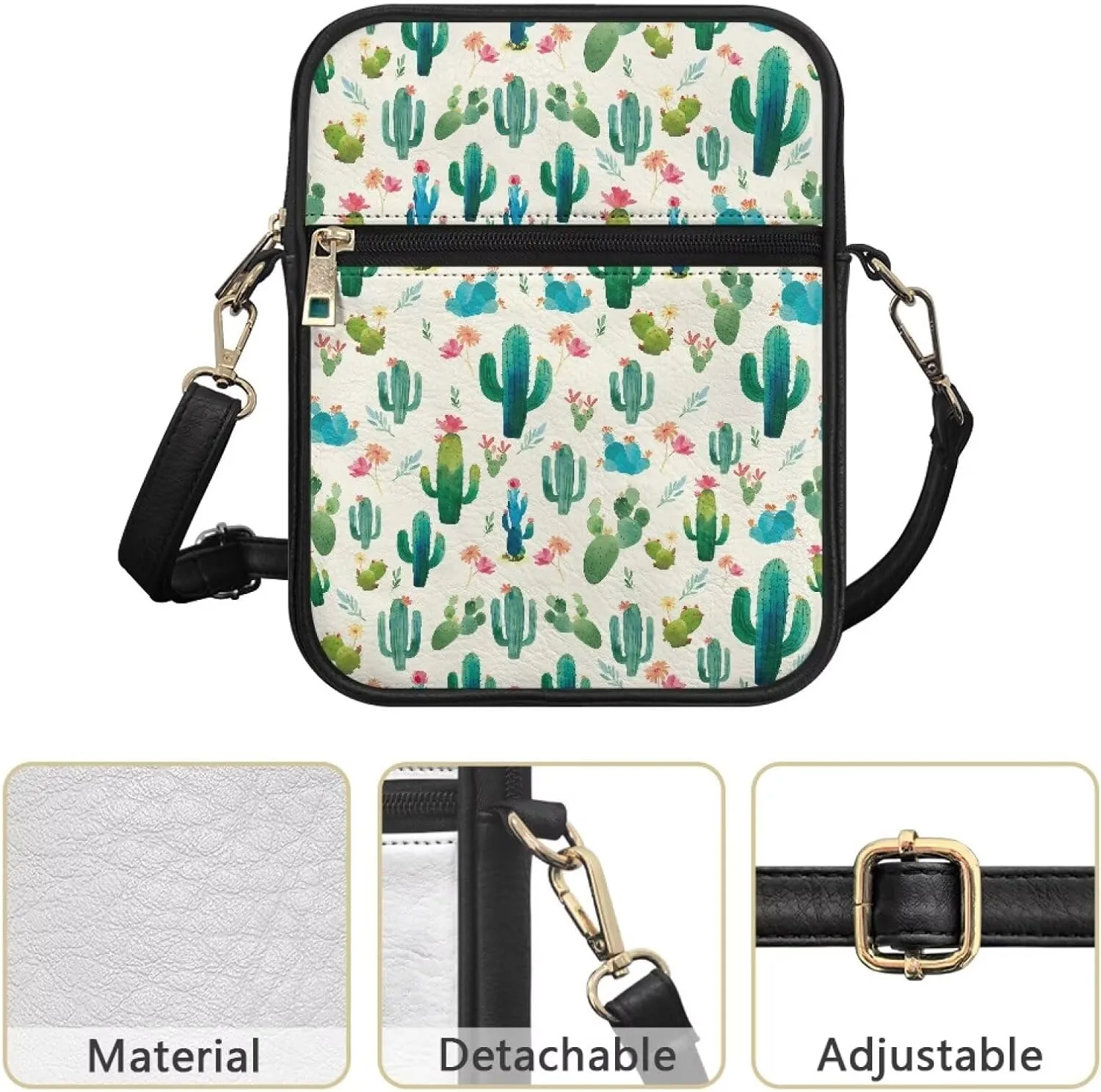 Rnyleeg Leather Messenger Bag Small Crossbody Sling Bag Portable Satchel Bag with Adjustable Shoulder Strap for Everyday Use