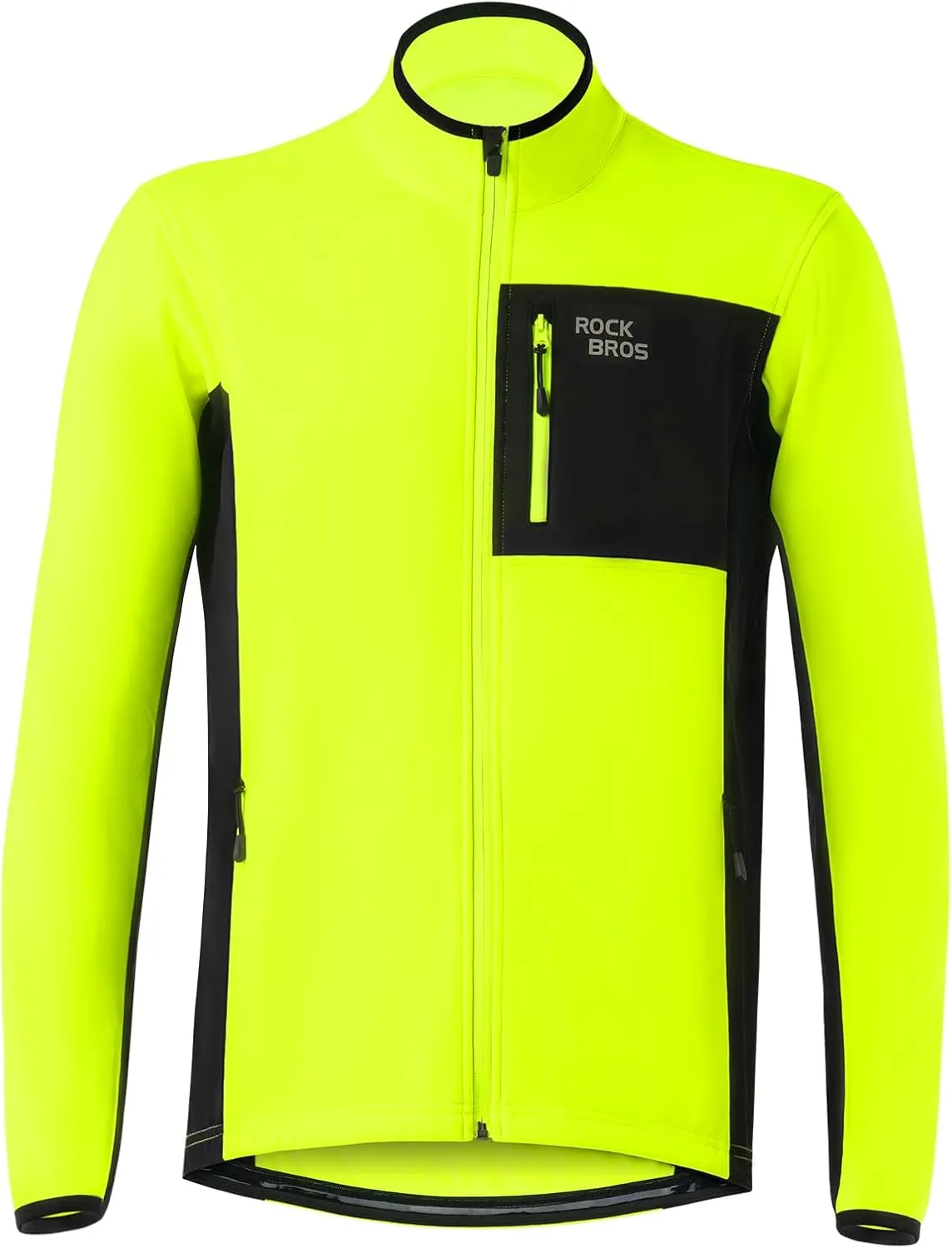 ROCKBROS Cycling Jackets for Men Winter Warm UP Thermal Bike Jackets Breathable Windproof with 3 Pockets