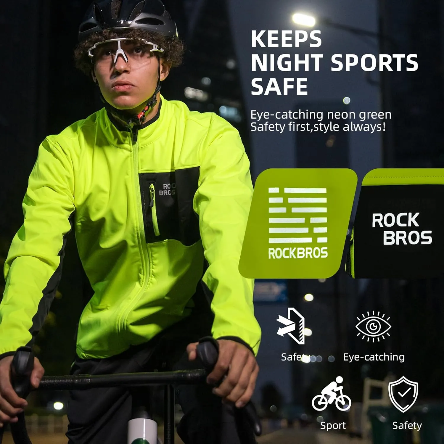 ROCKBROS Cycling Jackets for Men Winter Warm UP Thermal Bike Jackets Breathable Windproof with 3 Pockets