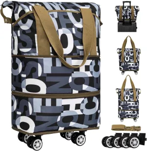 Rolling Duffle Bag with Wheels, Expandable Foldable Duffel Bag for Travel, Light Weight Large Weekend Bag, Carry on Duffel Bag Rolling Luggage Bag with Shoulder Strap for Travel Camping Sports