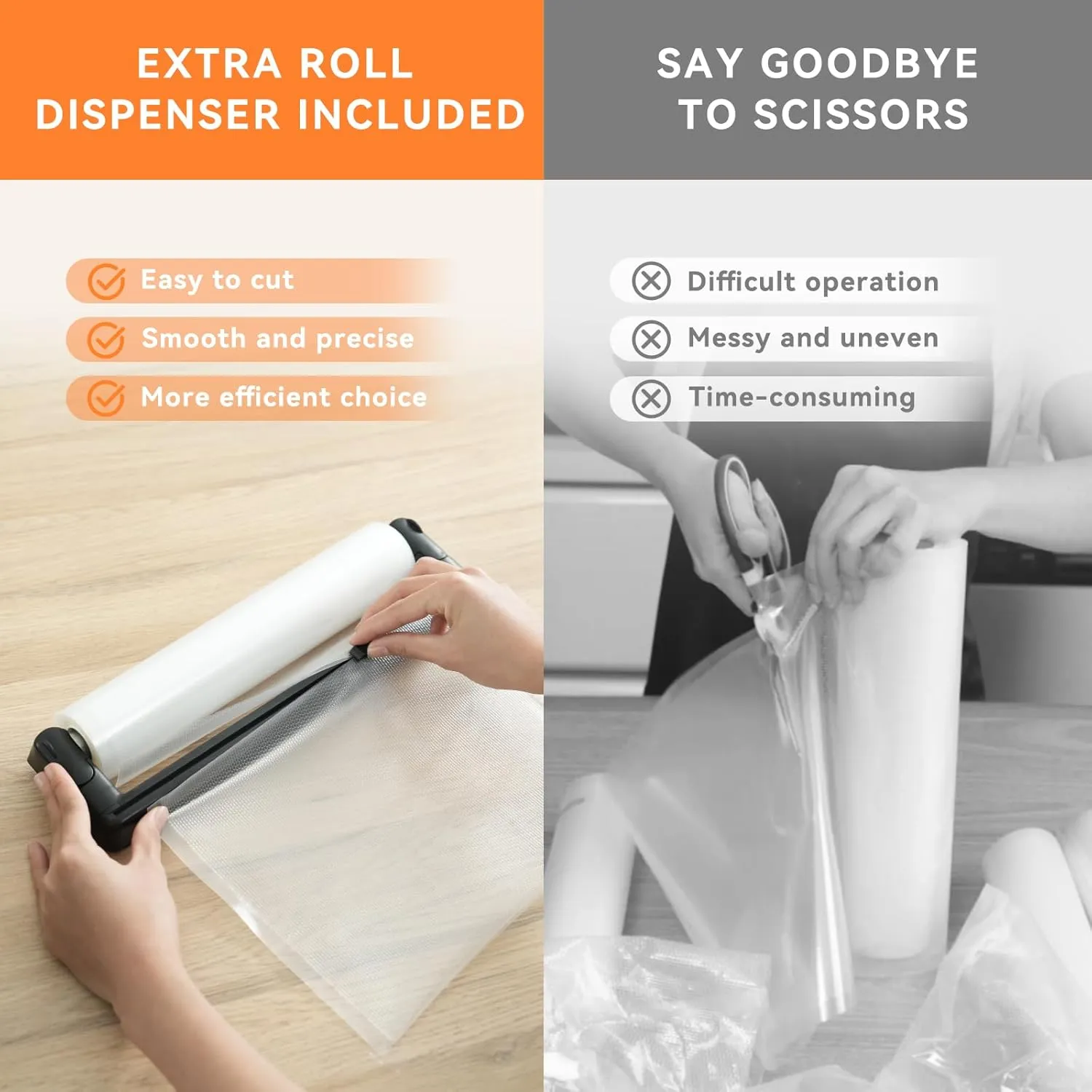 Rolls with Dispenser – 2 Pack 11"x50', Vacuum Sealer Bags, Leakproof Heavy Duty Food Storage for Sous Vide, Meal Prep, Freezer, Compatible with Food Saver, Wevac Core