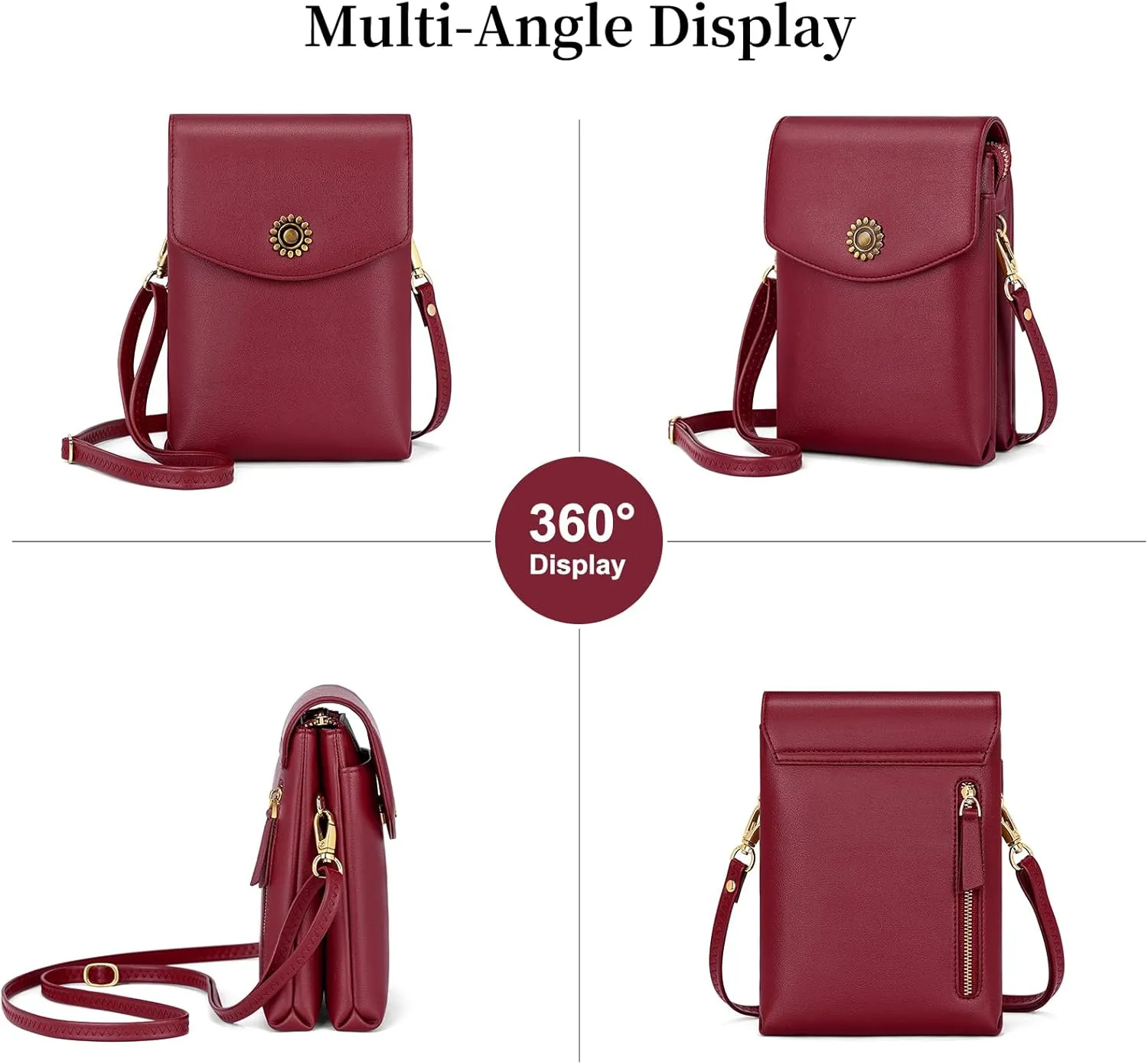 RONSIN Small Crossbody Bags for Women Designer Cell Phone Bag Vegan Leather Wallet Purses Handbags Adjustable Strap