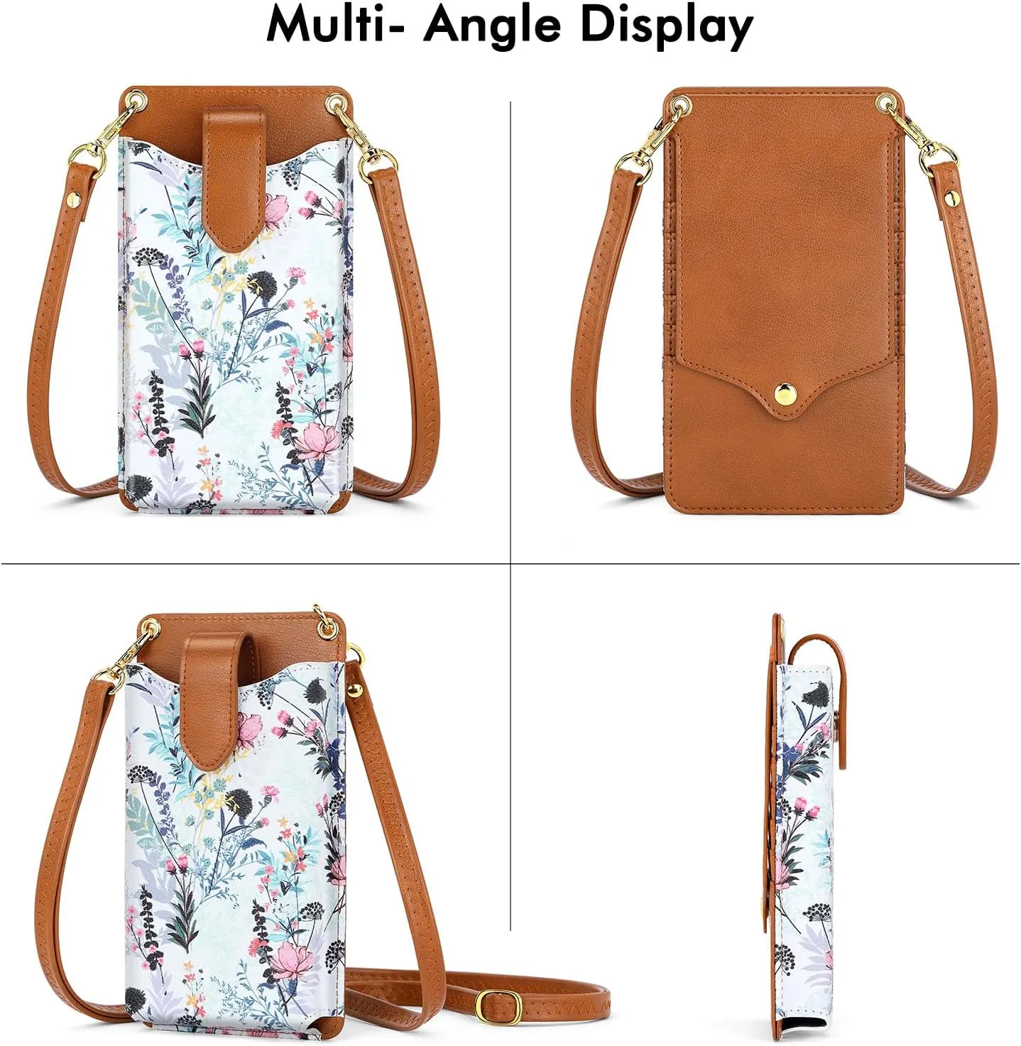 RONSIN Small Crossbody Cell Phone Purse for Women Vegan Leather Crossbody Phone Bag with RFID Card Slots Adjustable Strap