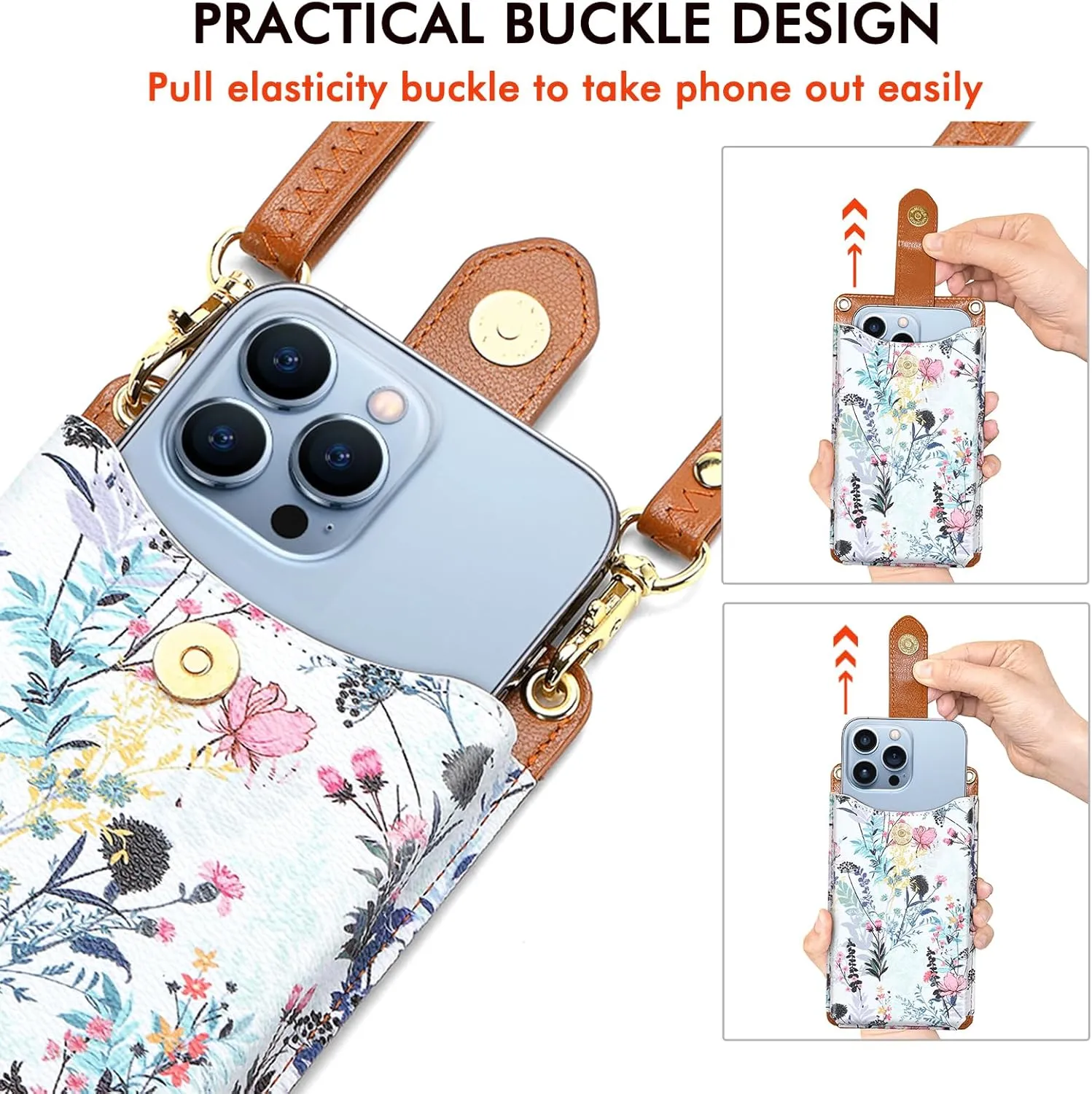 RONSIN Small Crossbody Cell Phone Purse for Women Vegan Leather Crossbody Phone Bag with RFID Card Slots Adjustable Strap
