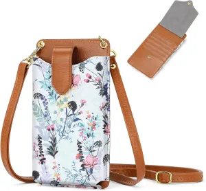 RONSIN Small Crossbody Cell Phone Purse for Women Vegan Leather Crossbody Phone Bag with RFID Card Slots Adjustable Strap