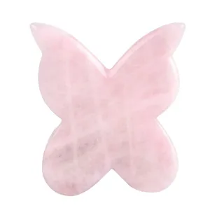 Rose Quartz Jade Roller Real Jade Gua Sha Board Mushroom Massager Face Lifting Tool Facial Guasha Massage tool (Butterfly shape)
