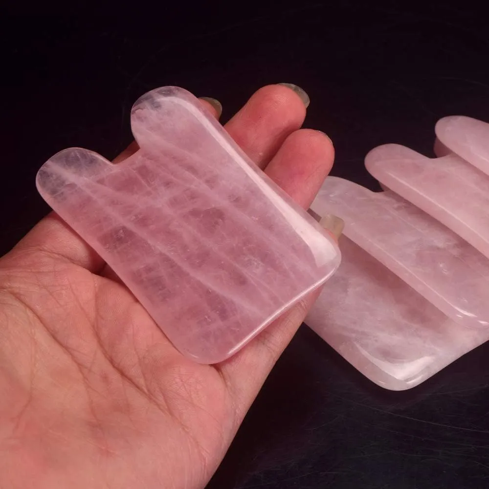 Rose Quartz Jade Roller Real Jade Gua Sha Board Mushroom Massager Face Lifting Tool Facial Guasha Massage Tool (Concave)