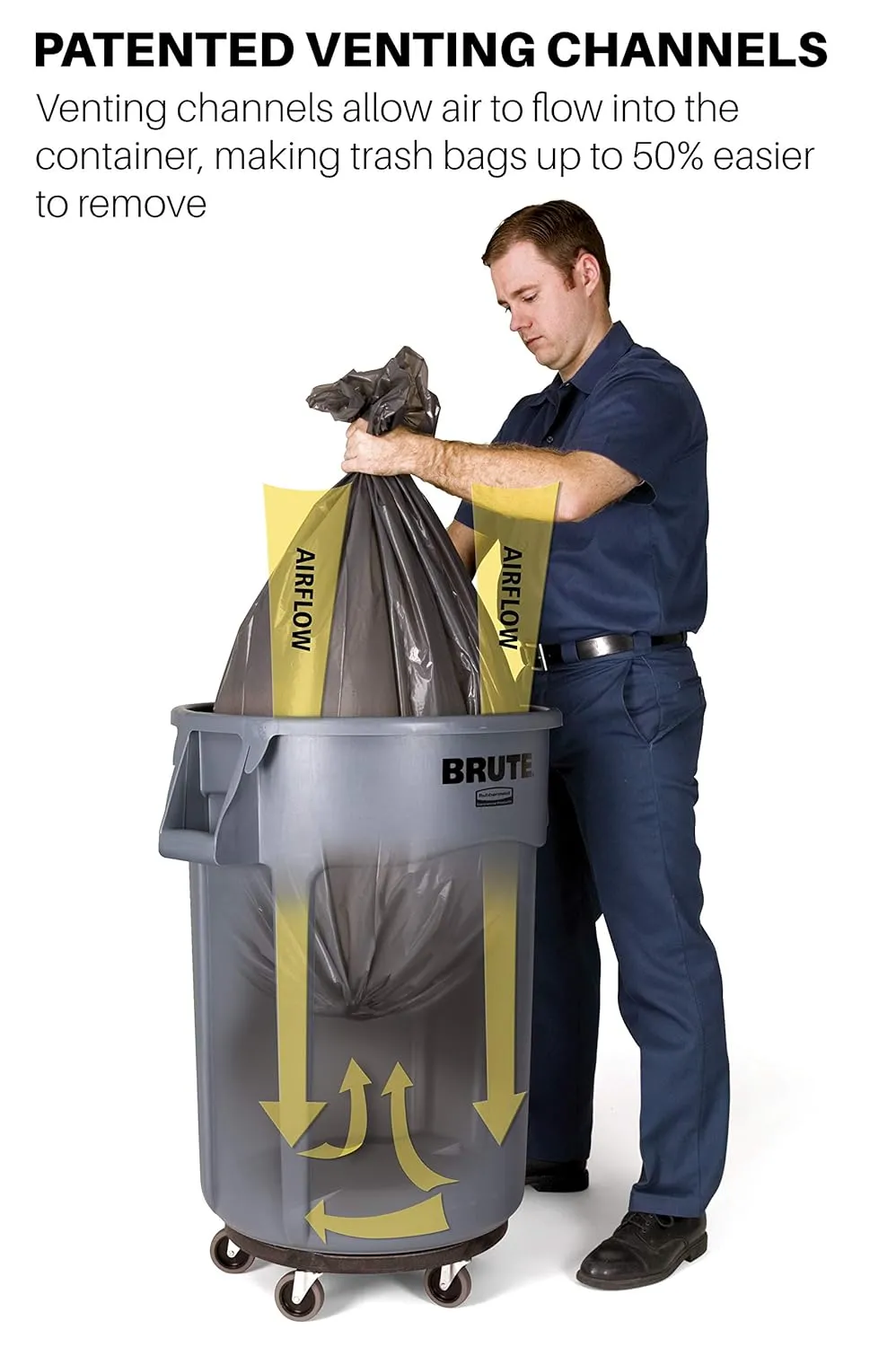 Rubbermaid Commercial Products BRUTE Heavy-Duty Trash/Garbage Can, 10-Gallon, Black, Wastebasket for Home/Garage/Bathroom/Outdoor/Driveway, Pack of 6