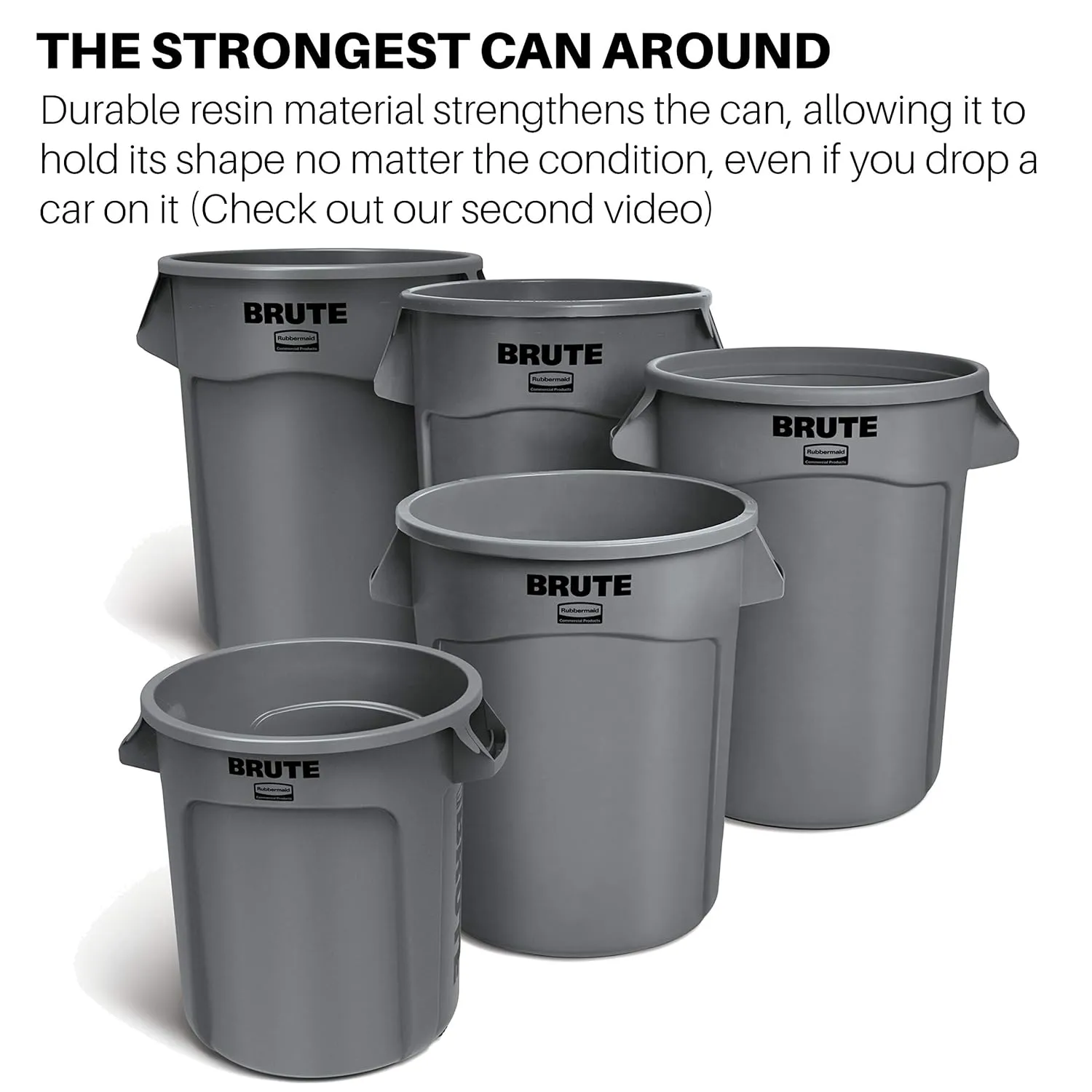 Rubbermaid Commercial Products BRUTE Heavy-Duty Trash/Garbage Can, 10-Gallon, Black, Wastebasket for Home/Garage/Bathroom/Outdoor/Driveway, Pack of 6