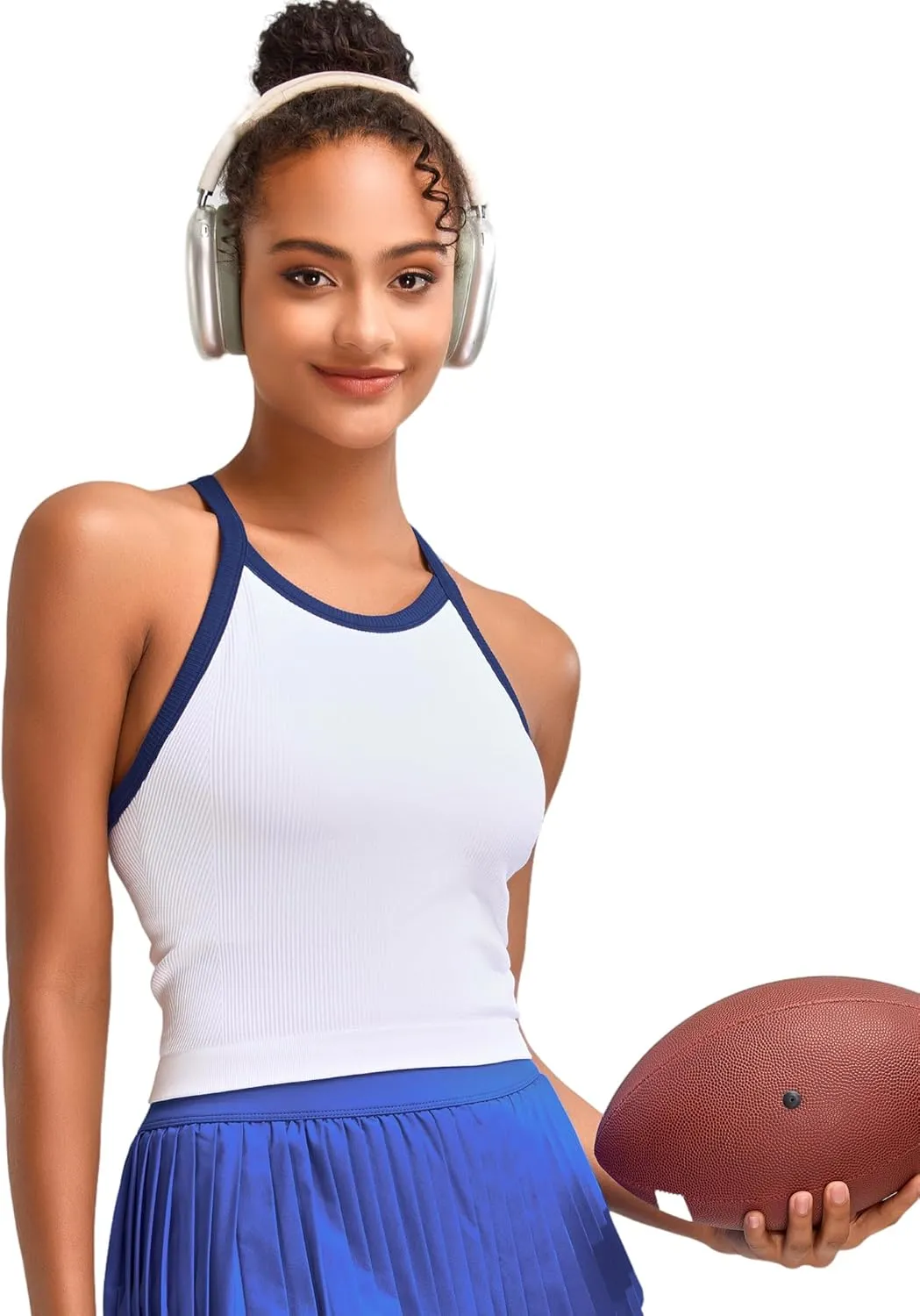 RUNNING GIRL Sports Bras for Women High Support Longline Sports Bra High Impact Workout Tank Tops Yoga Bra with Built in Bras