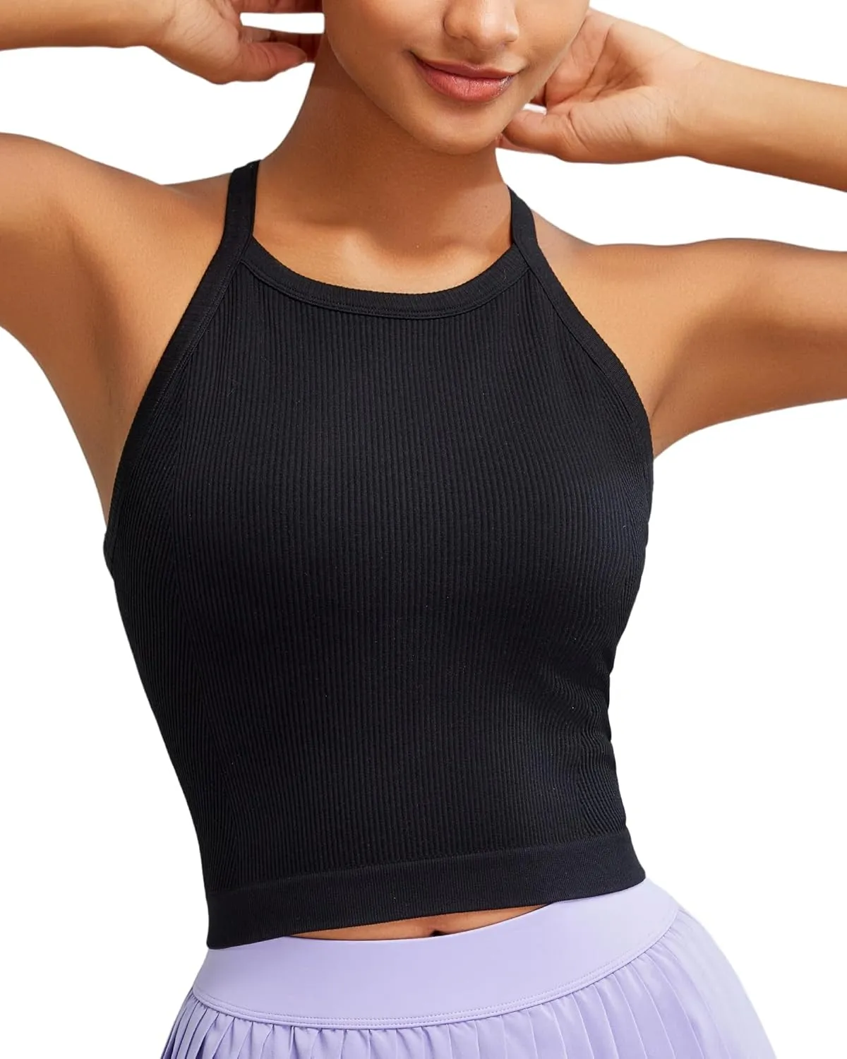 RUNNING GIRL Sports Bras for Women High Support Longline Sports Bra High Impact Workout Tank Tops Yoga Bra with Built in Bras