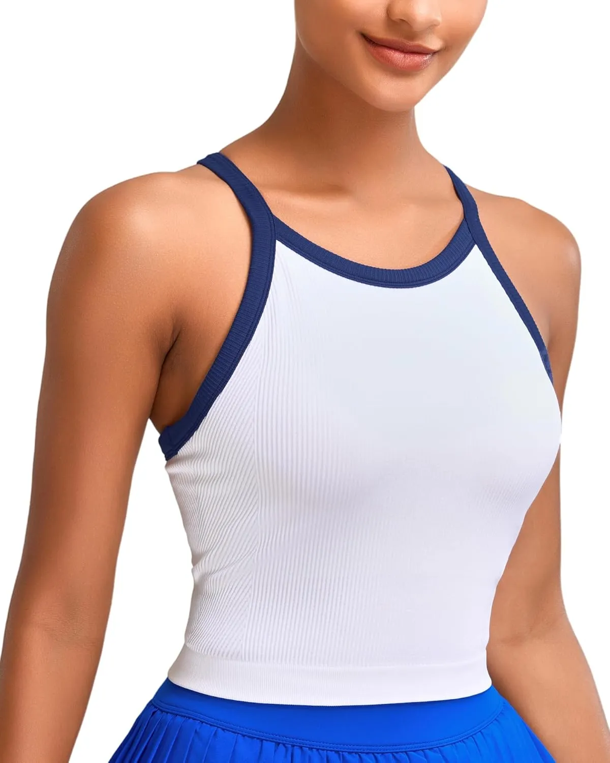 RUNNING GIRL Sports Bras for Women High Support Longline Sports Bra High Impact Workout Tank Tops Yoga Bra with Built in Bras