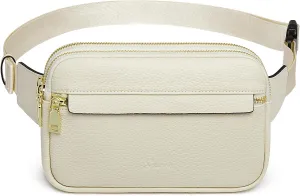 S-ZONE Fanny Packs for Women, Genuine Leather RFID Blocking Crossbody Bags Purses, Sling Waist Bag, Fashionable Chest Bag, Gifts Travel Running Adjustable Strap Men
