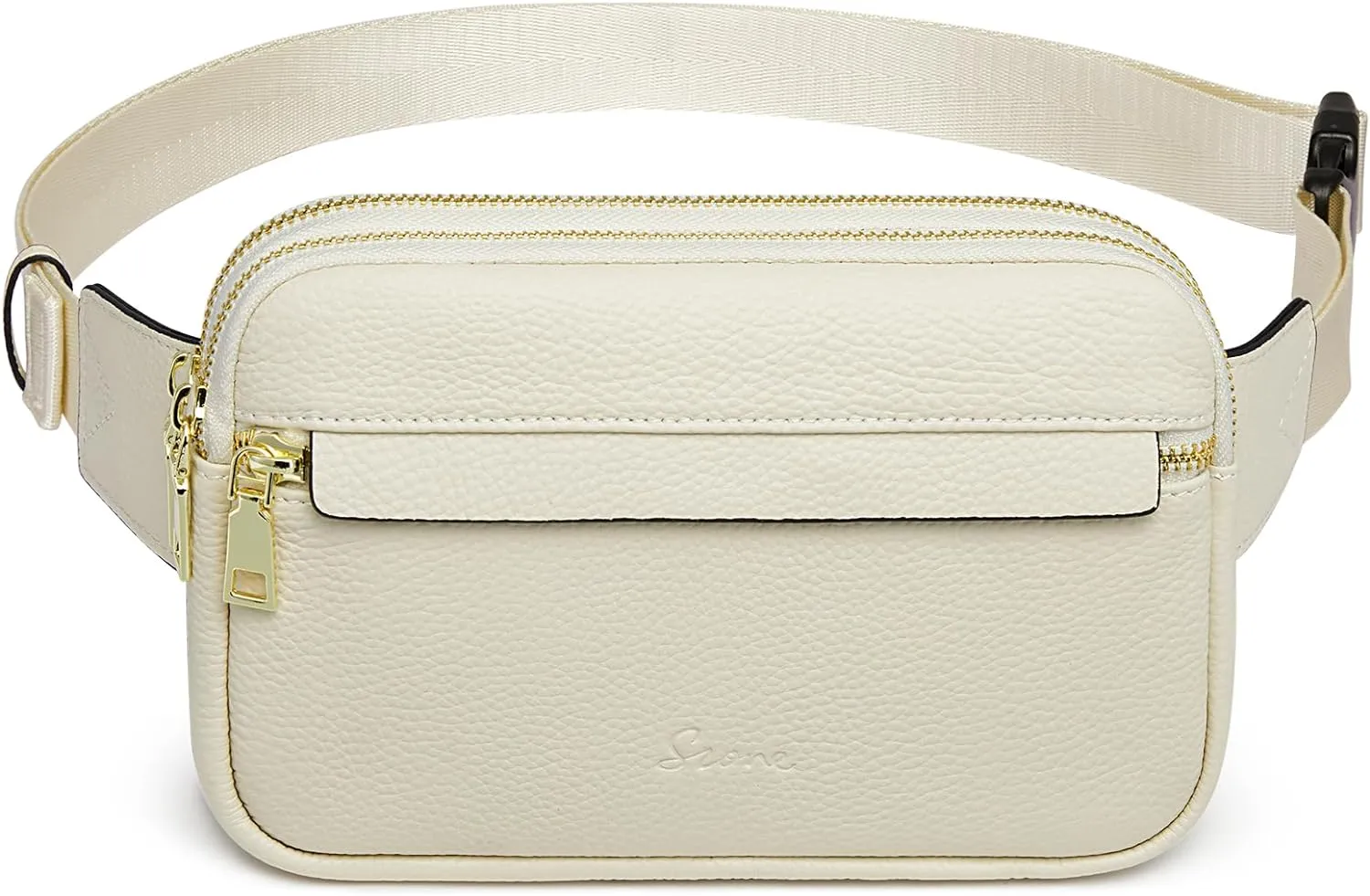 S-ZONE Fanny Packs for Women, Genuine Leather RFID Blocking Crossbody Bags Purses, Sling Waist Bag, Fashionable Chest Bag, Gifts Travel Running Adjustable Strap Men