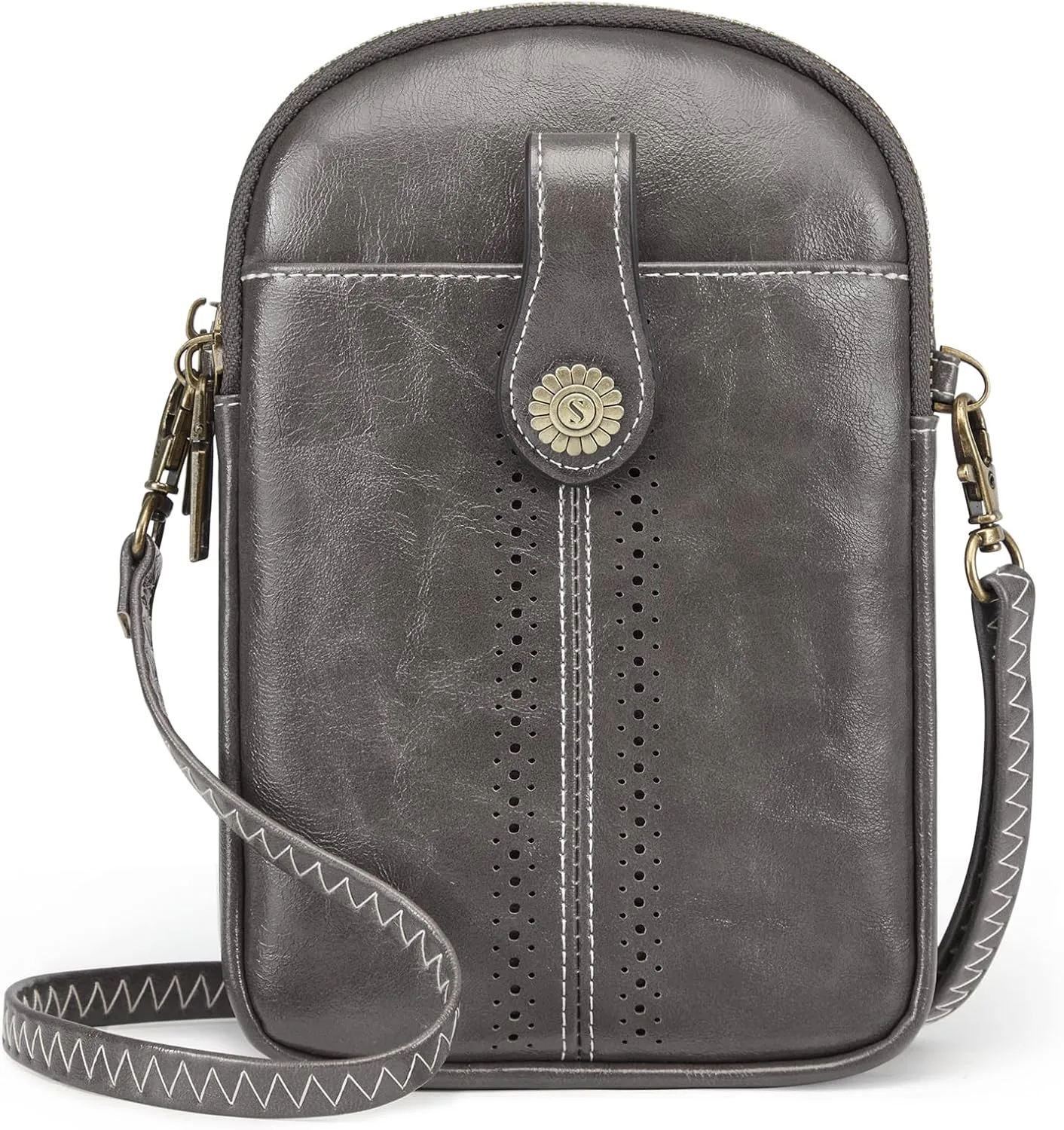S-ZONE Small Crossbody Bags for Women Trendy RFID Blocking Cell Phone Purse Vegan Leather Shoulder Bag with Card Slots