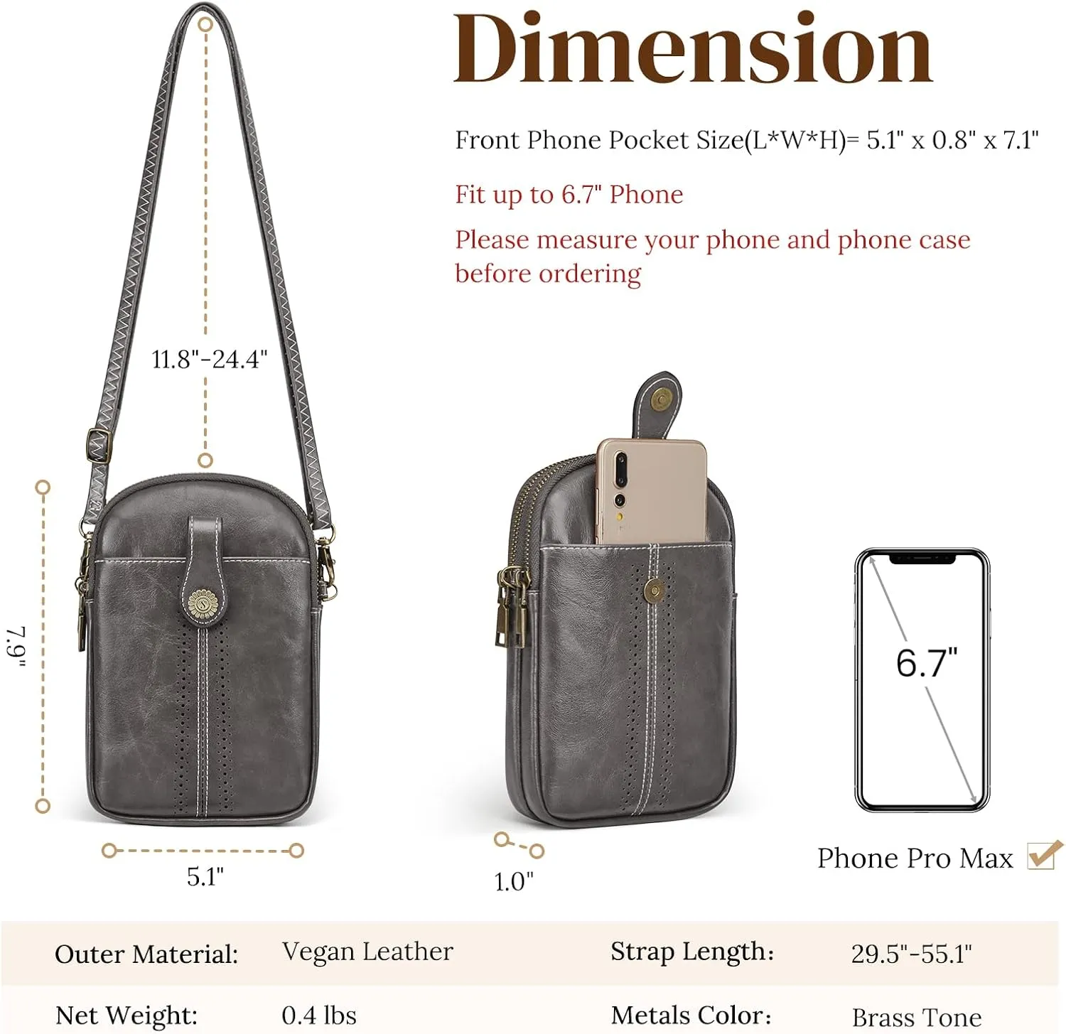 S-ZONE Small Crossbody Bags for Women Trendy RFID Blocking Cell Phone Purse Vegan Leather Shoulder Bag with Card Slots