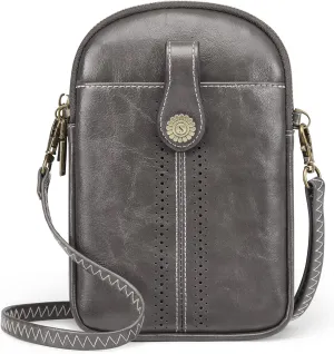 S-ZONE Small Crossbody Bags for Women Trendy RFID Blocking Cell Phone Purse Vegan Leather Shoulder Bag with Card Slots