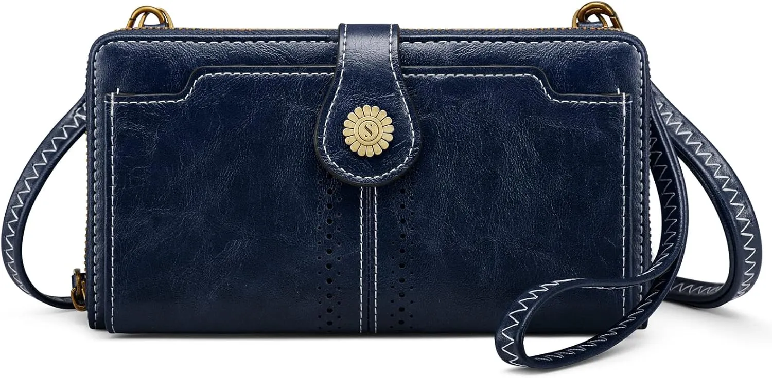 S-ZONE Vegan Leather Crossbody Bags for Women Small Cell Phone Purse RFID Blocking Clutch Purses with 2 Straps