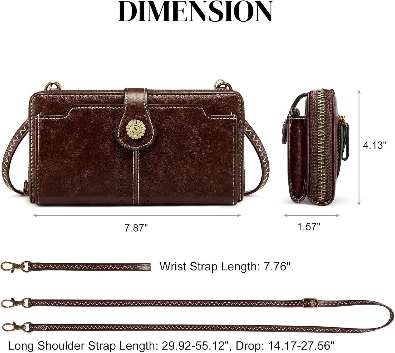 S-ZONE Vegan Leather Crossbody Bags for Women Small Cell Phone Purse RFID Blocking Clutch Purses with 2 Straps