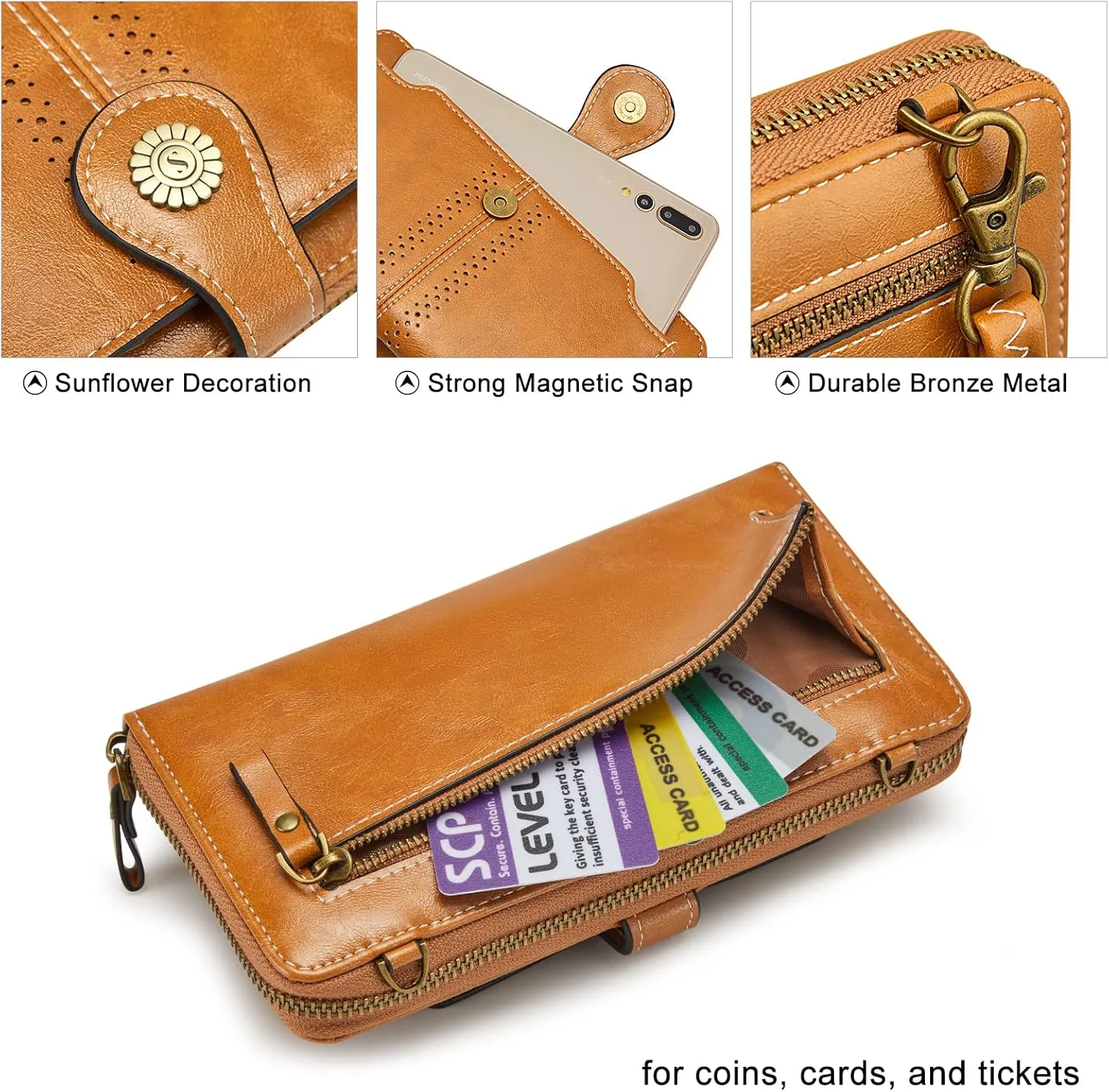 S-ZONE Vegan Leather Crossbody Bags for Women Small Cell Phone Purse RFID Blocking Clutch Purses with 2 Straps
