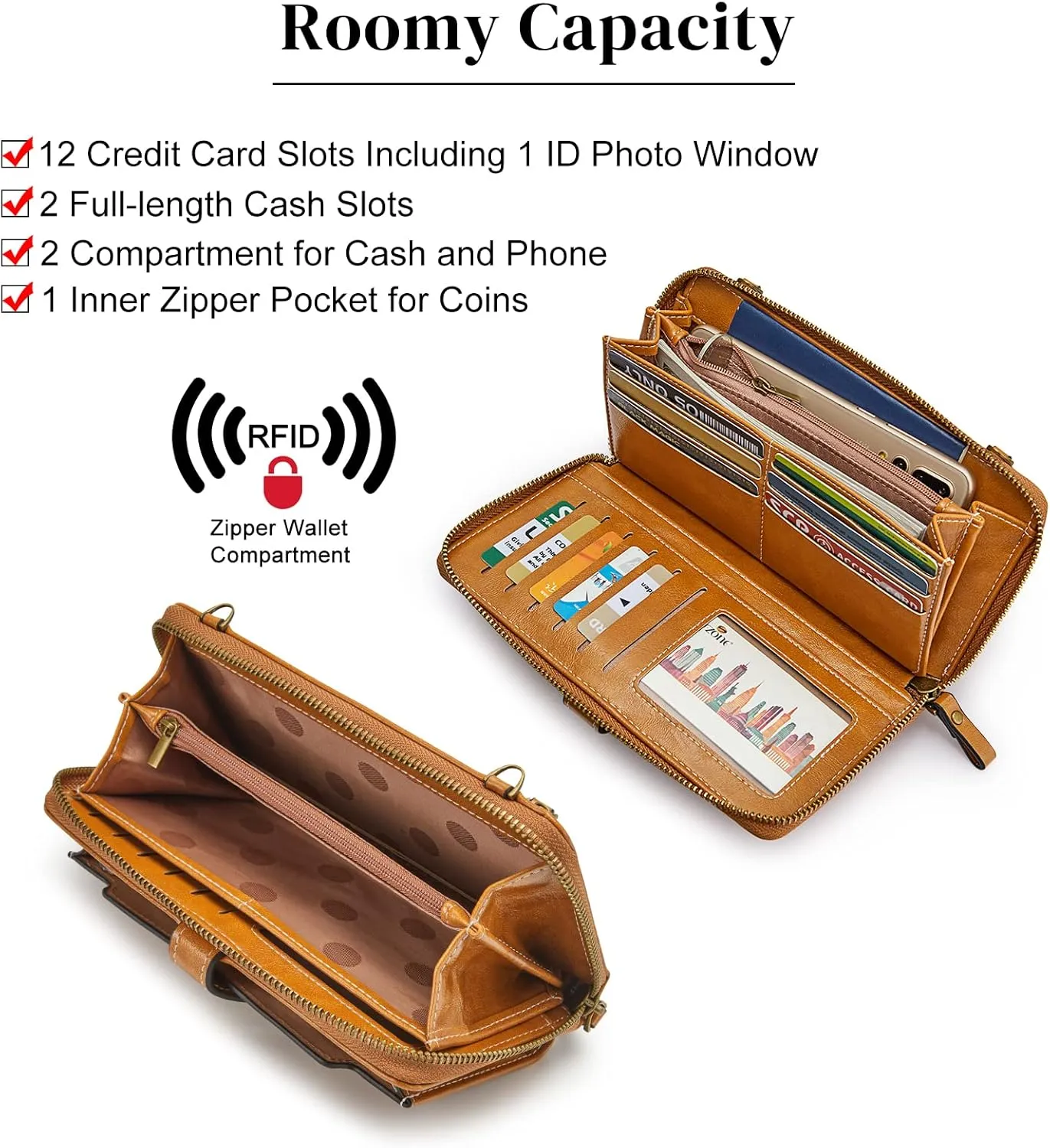 S-ZONE Vegan Leather Crossbody Bags for Women Small Cell Phone Purse RFID Blocking Clutch Purses with 2 Straps