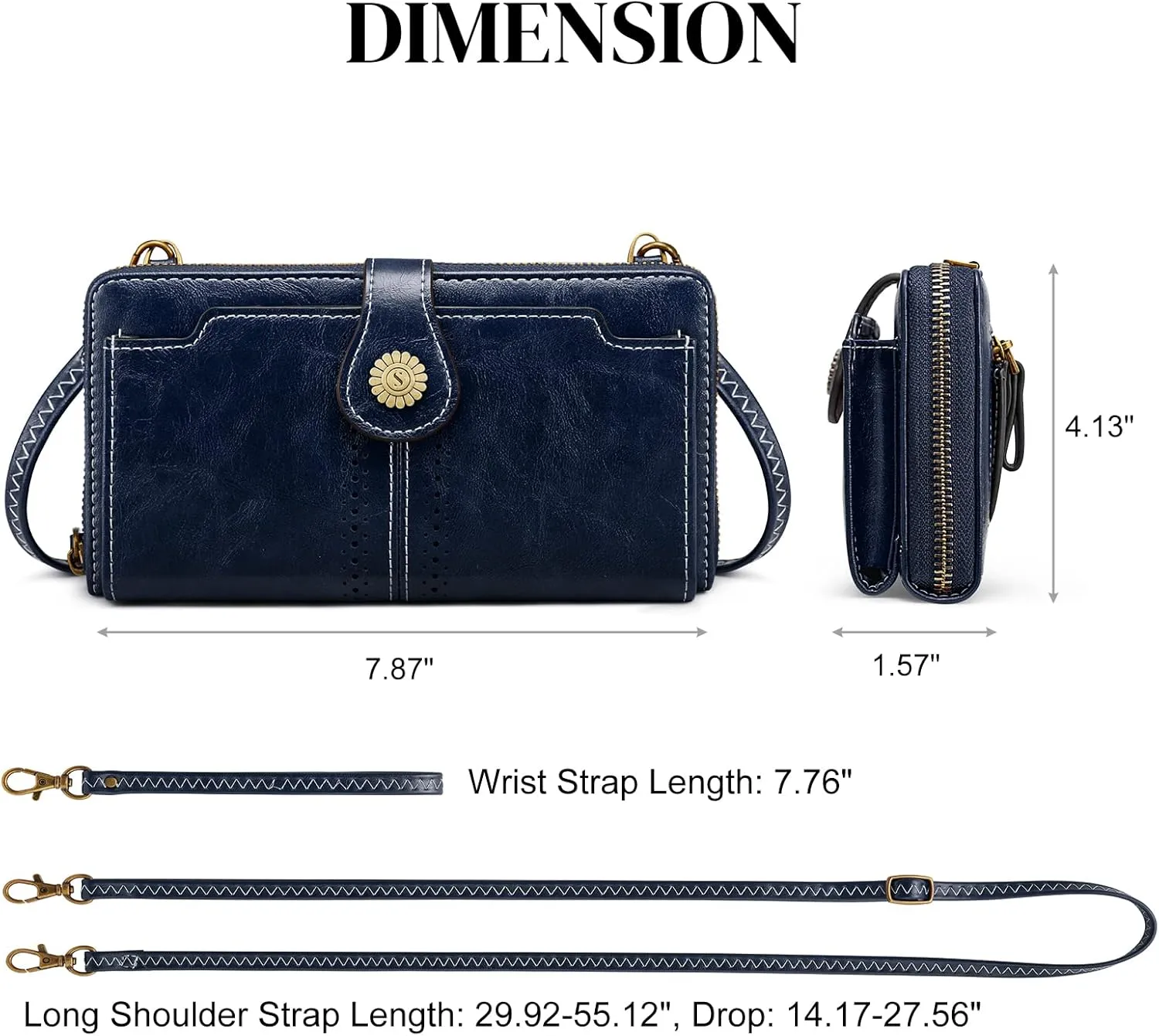 S-ZONE Vegan Leather Crossbody Bags for Women Small Cell Phone Purse RFID Blocking Clutch Purses with 2 Straps